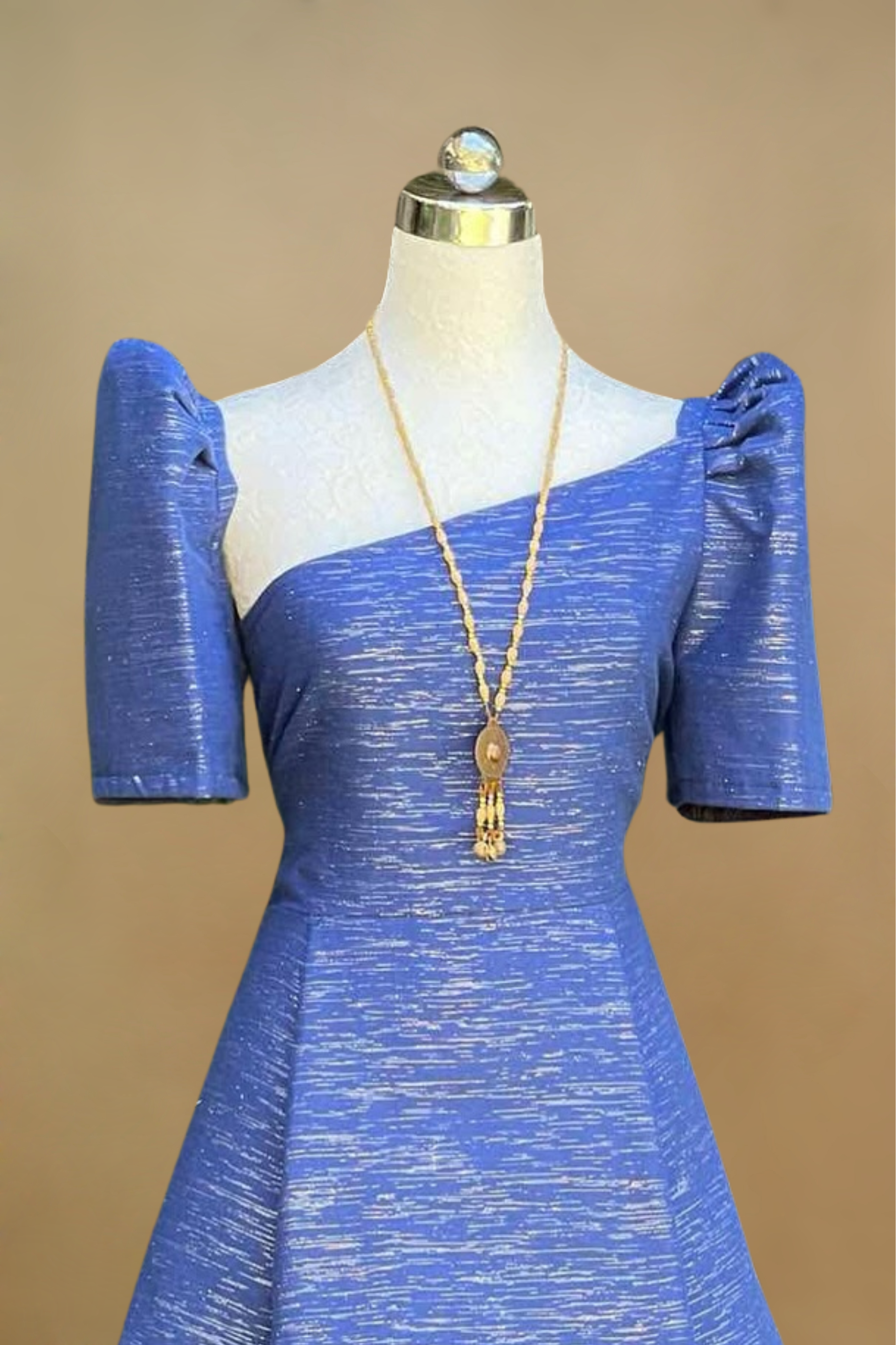 Blue Handwoven Inabel Filipiniana Dress