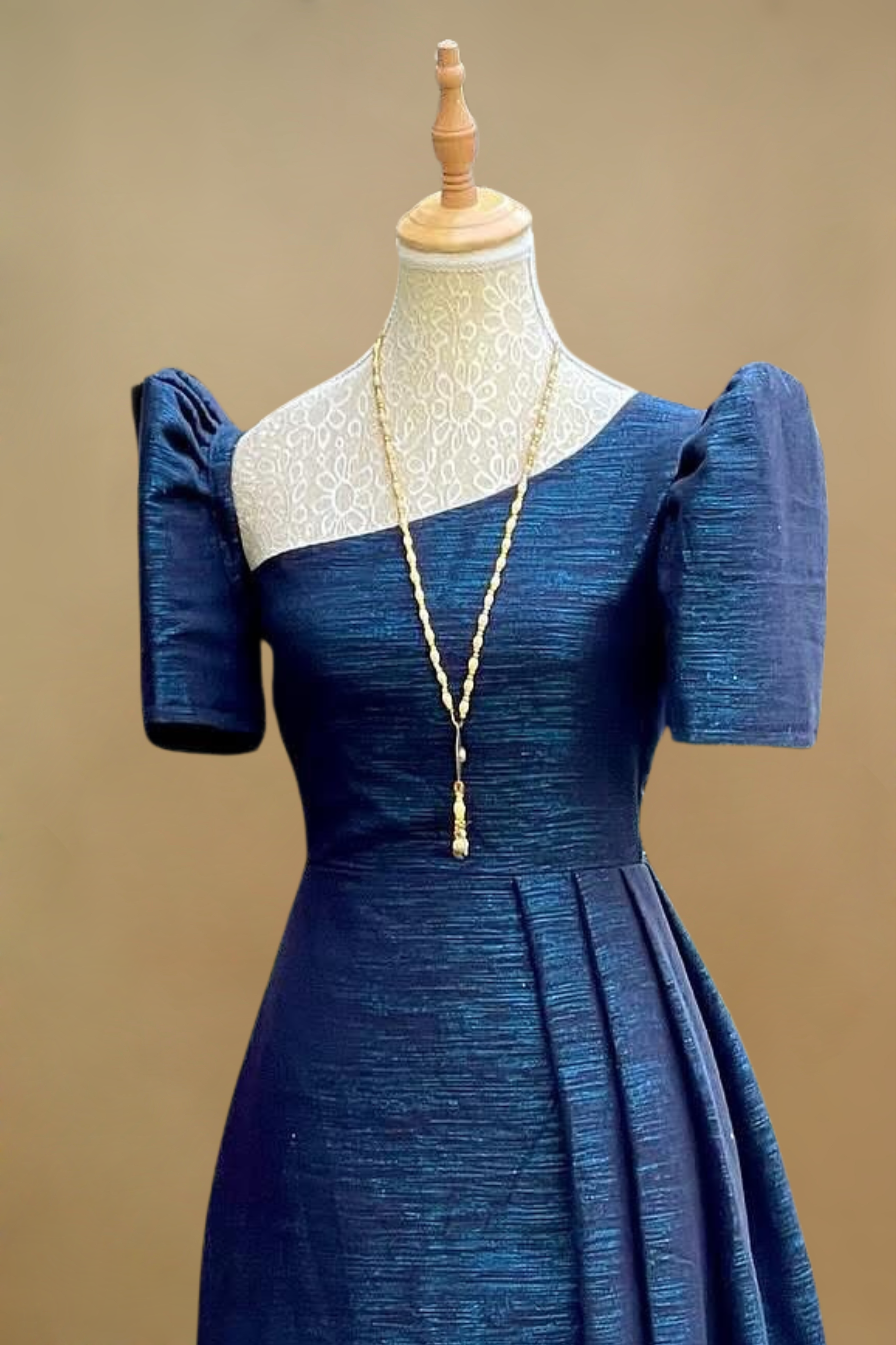 Blue Filipiniana Dress with Slit