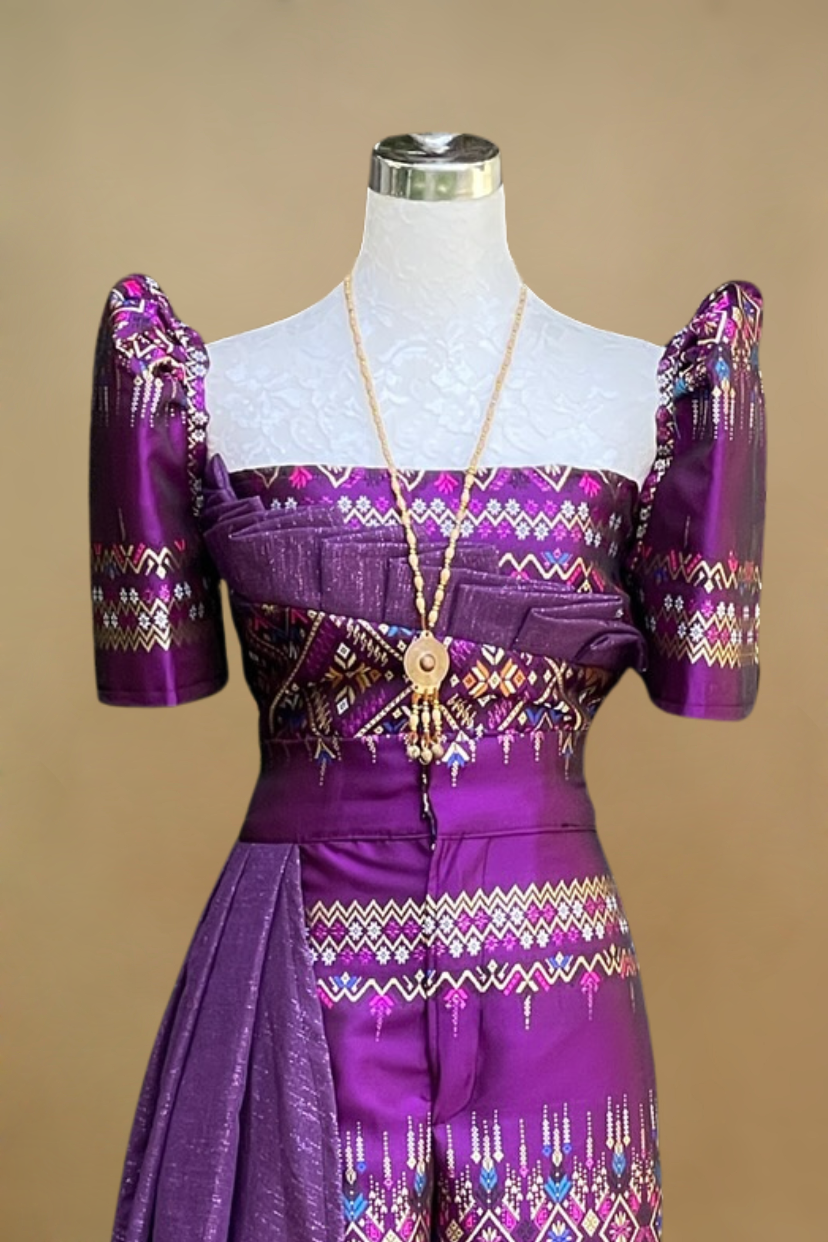 Purple Thai Silk Brocade Filipiniana Set