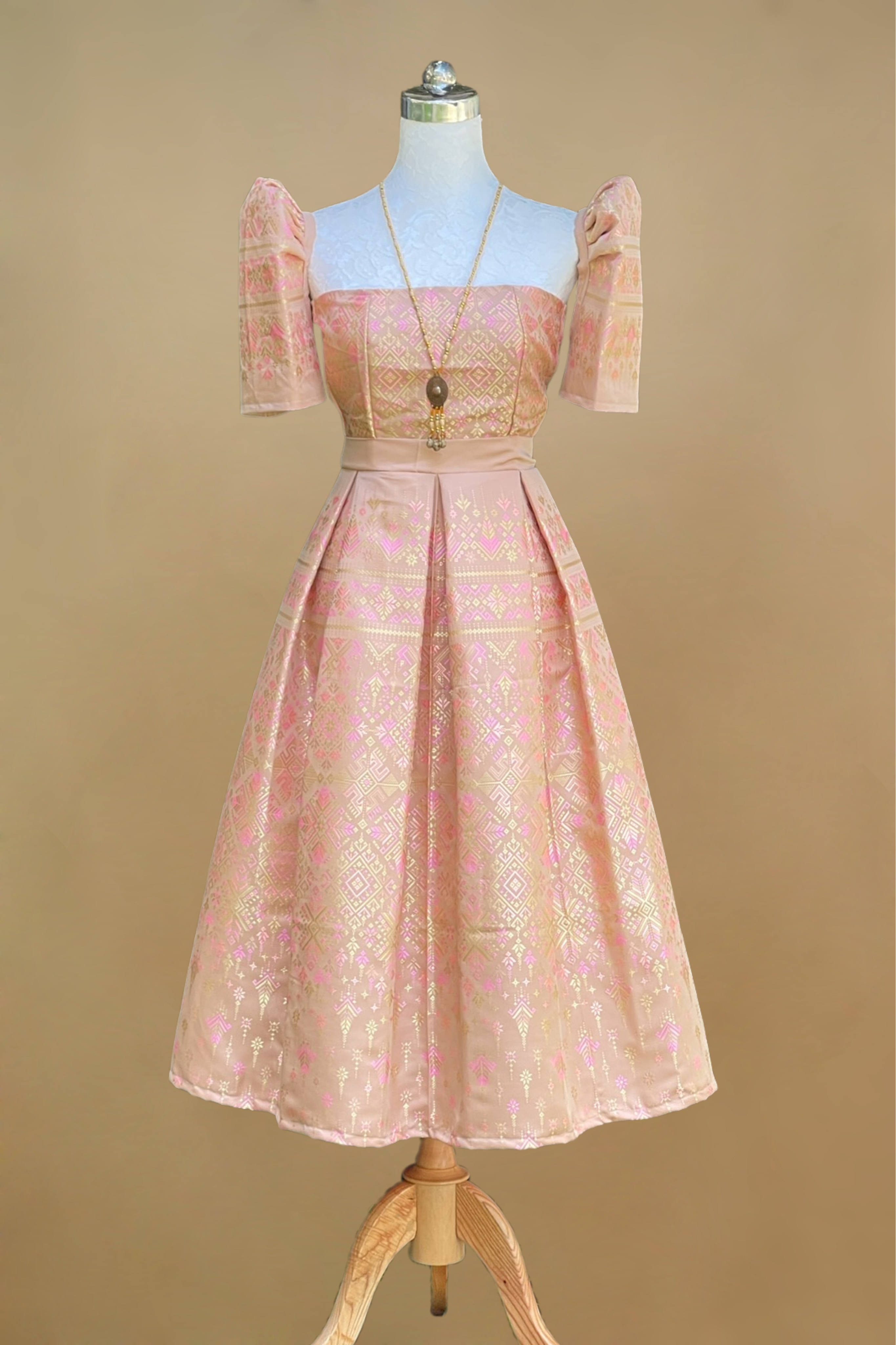 Modern Pink Filipiniana Dress