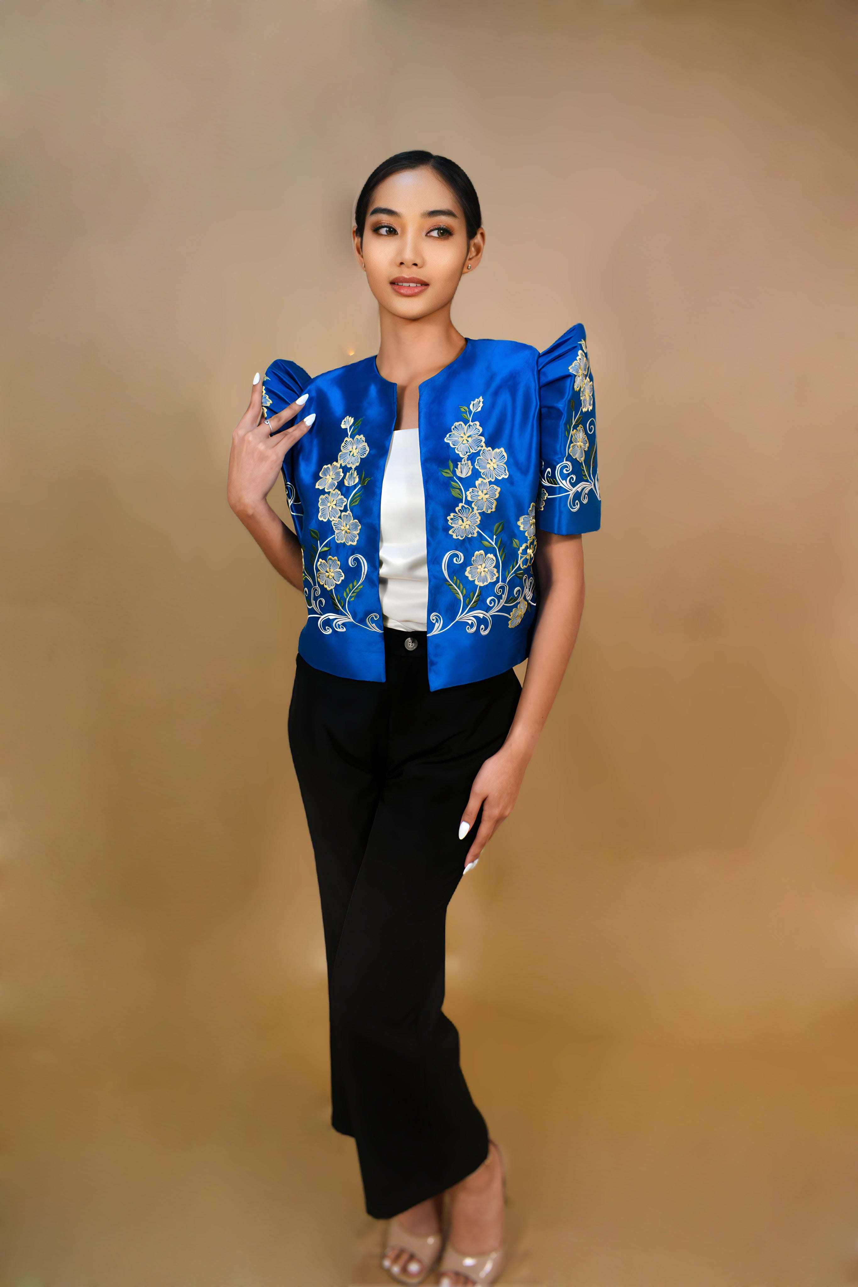 Blue Filipiniana Bolero with Premium Embroidery for Filipino events