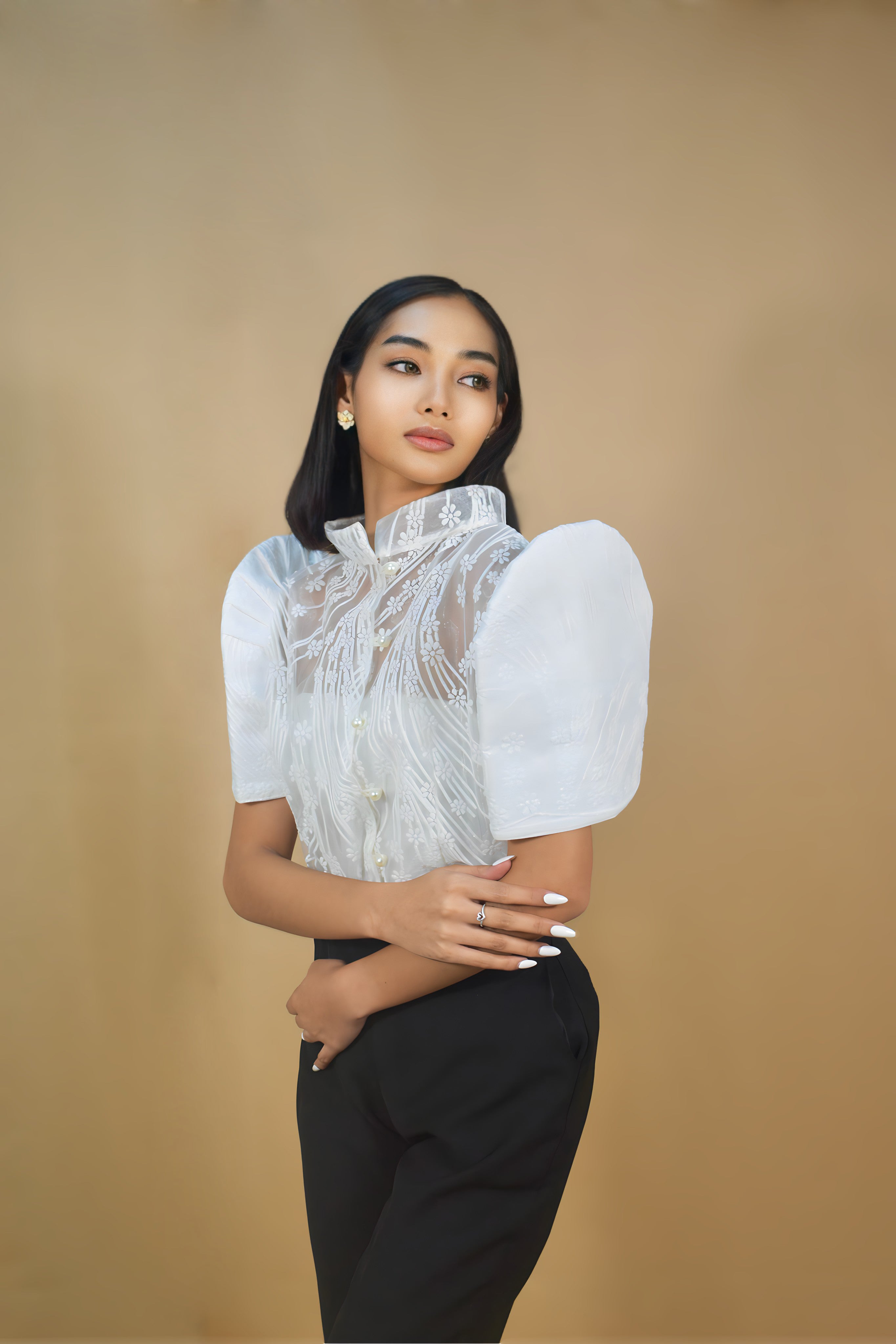 Elegant Full Lace Filipiniana Top for School Events