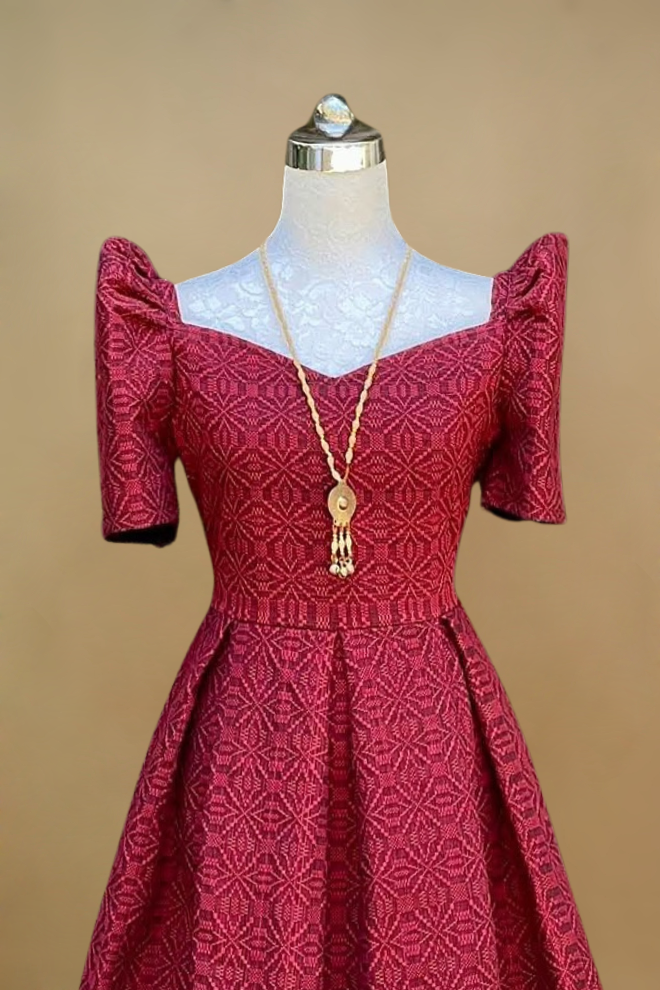 Pink Handwoven Kundiman Filipiniana Dress