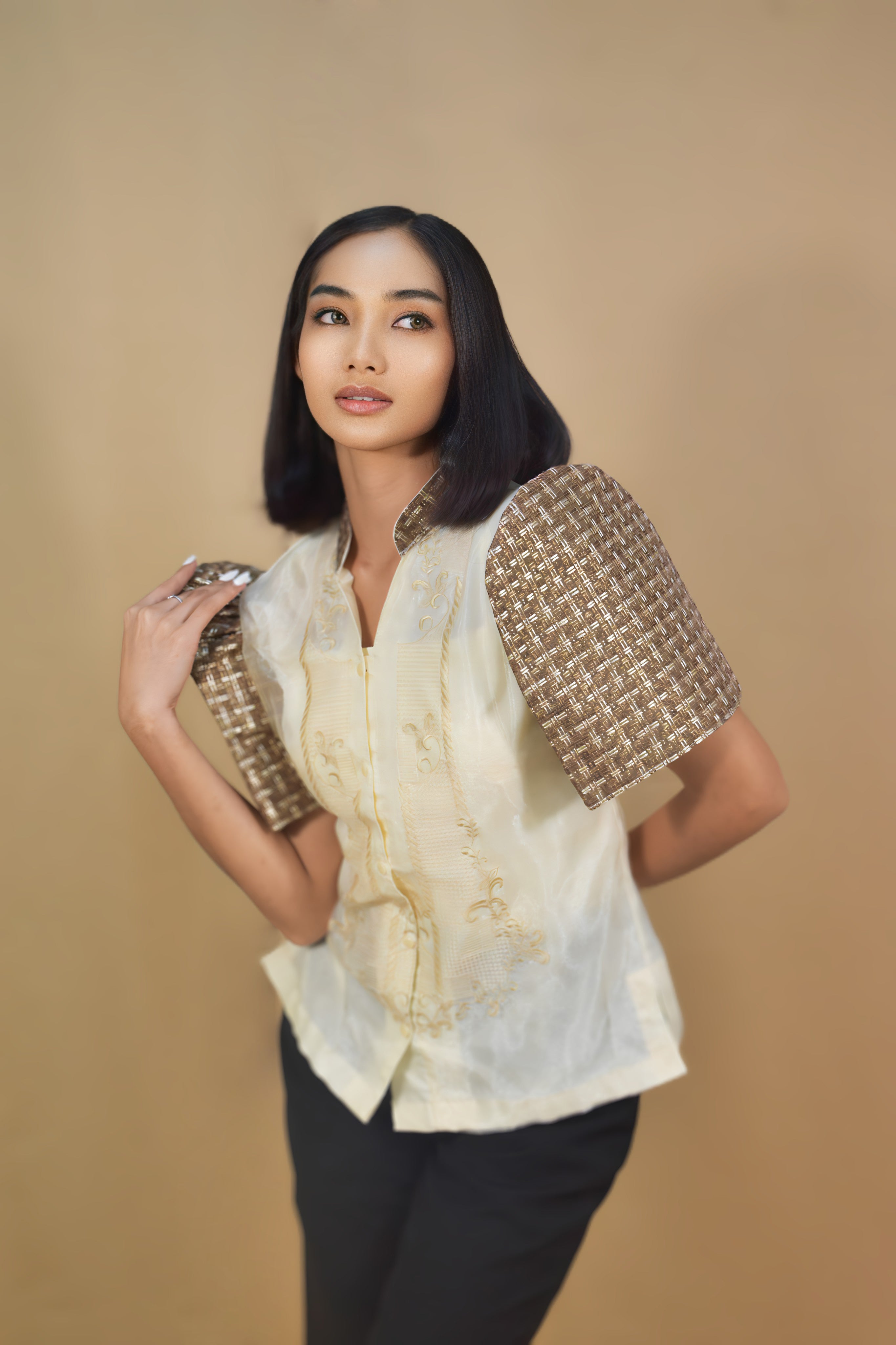 Filipiniana Organza Blouse for Special Occasions with Traditional Design