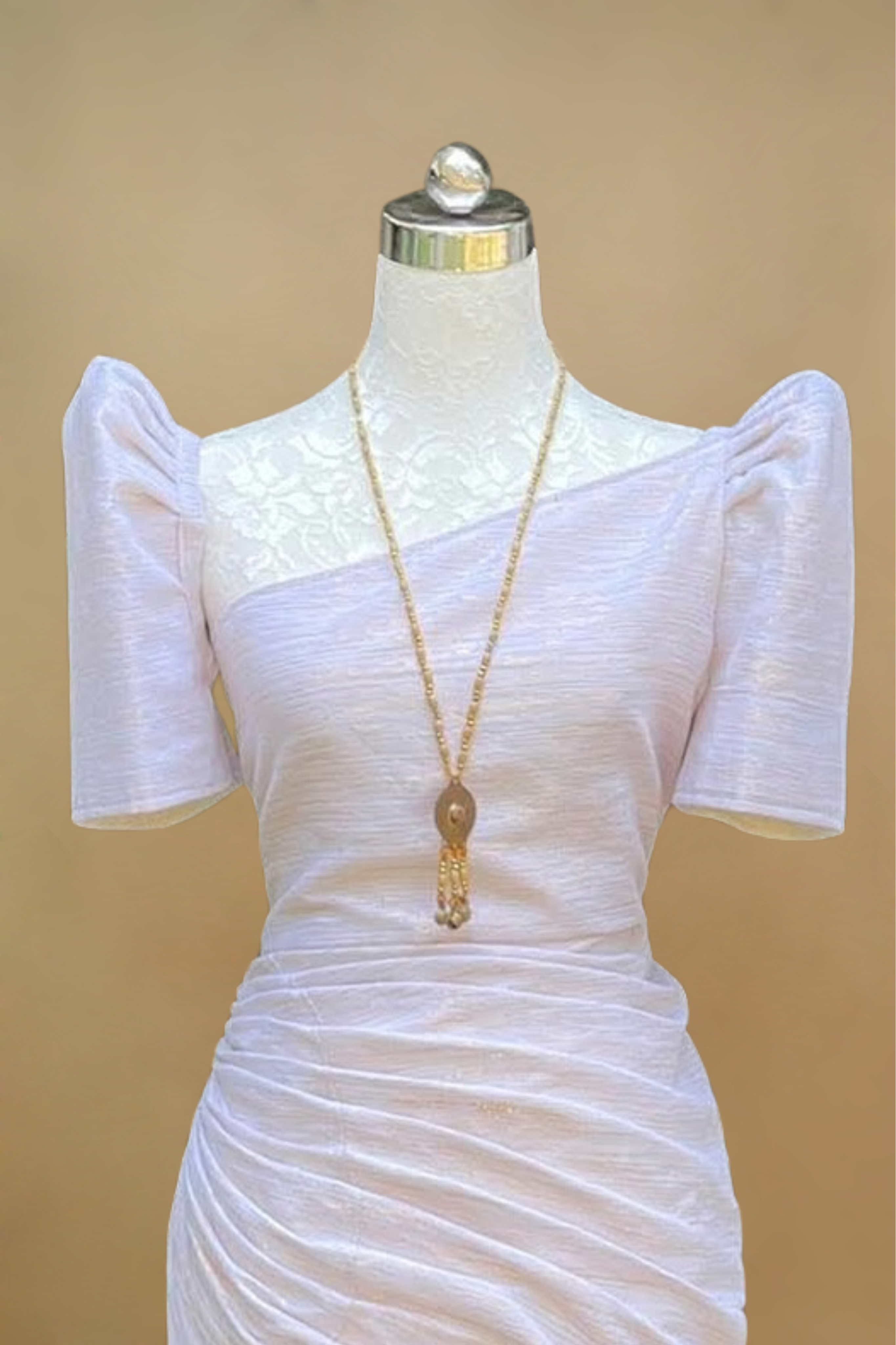 White Handwoven Inabel Filipiniana Dress Perfect for Graduation