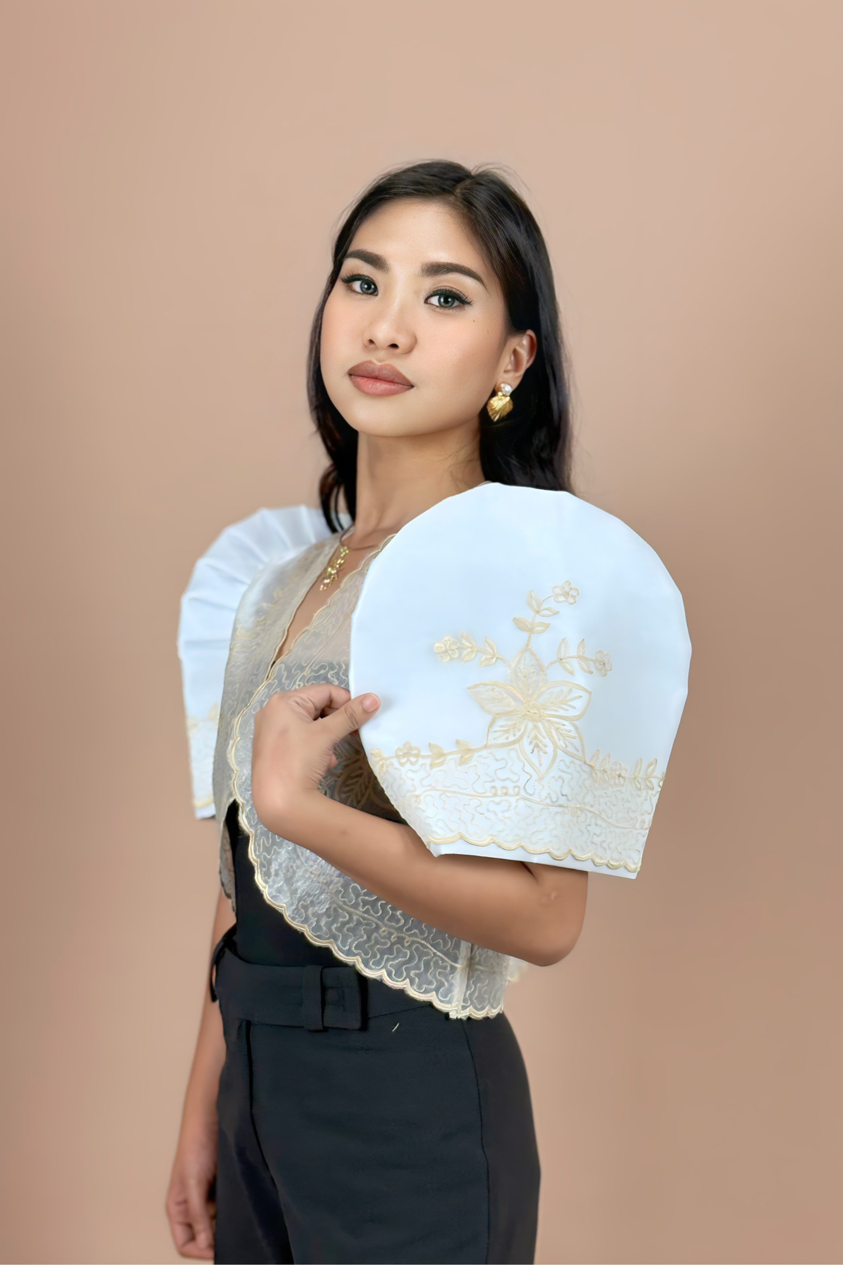 White Bolero Jacket with Gold Embroidery