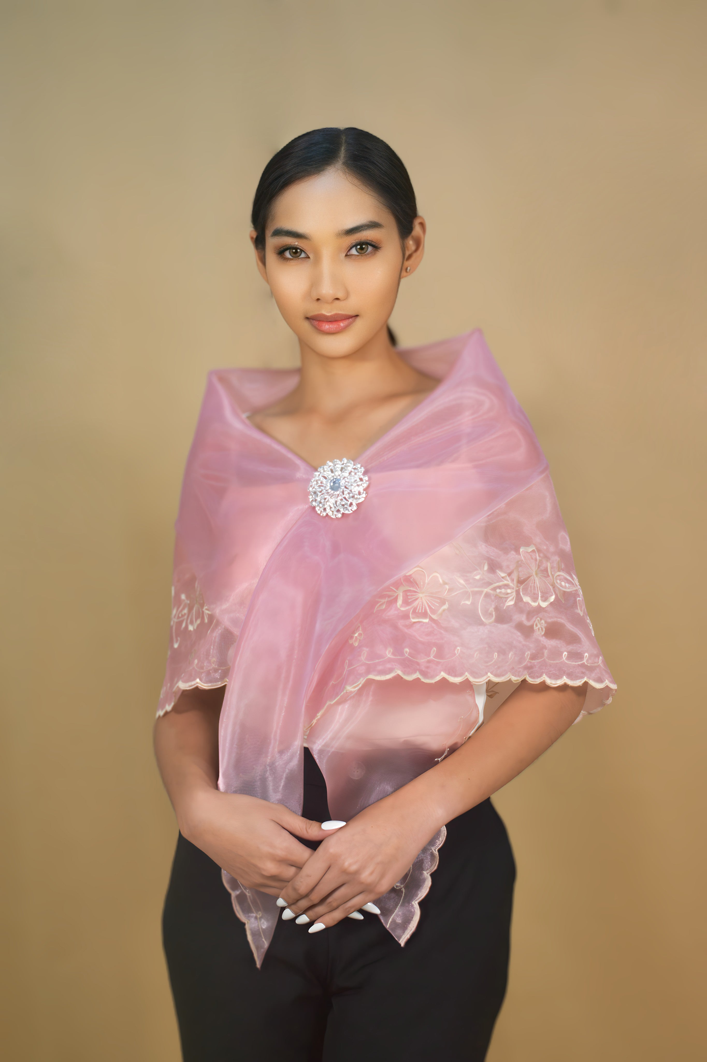 Pink Alampay with Silver Broch