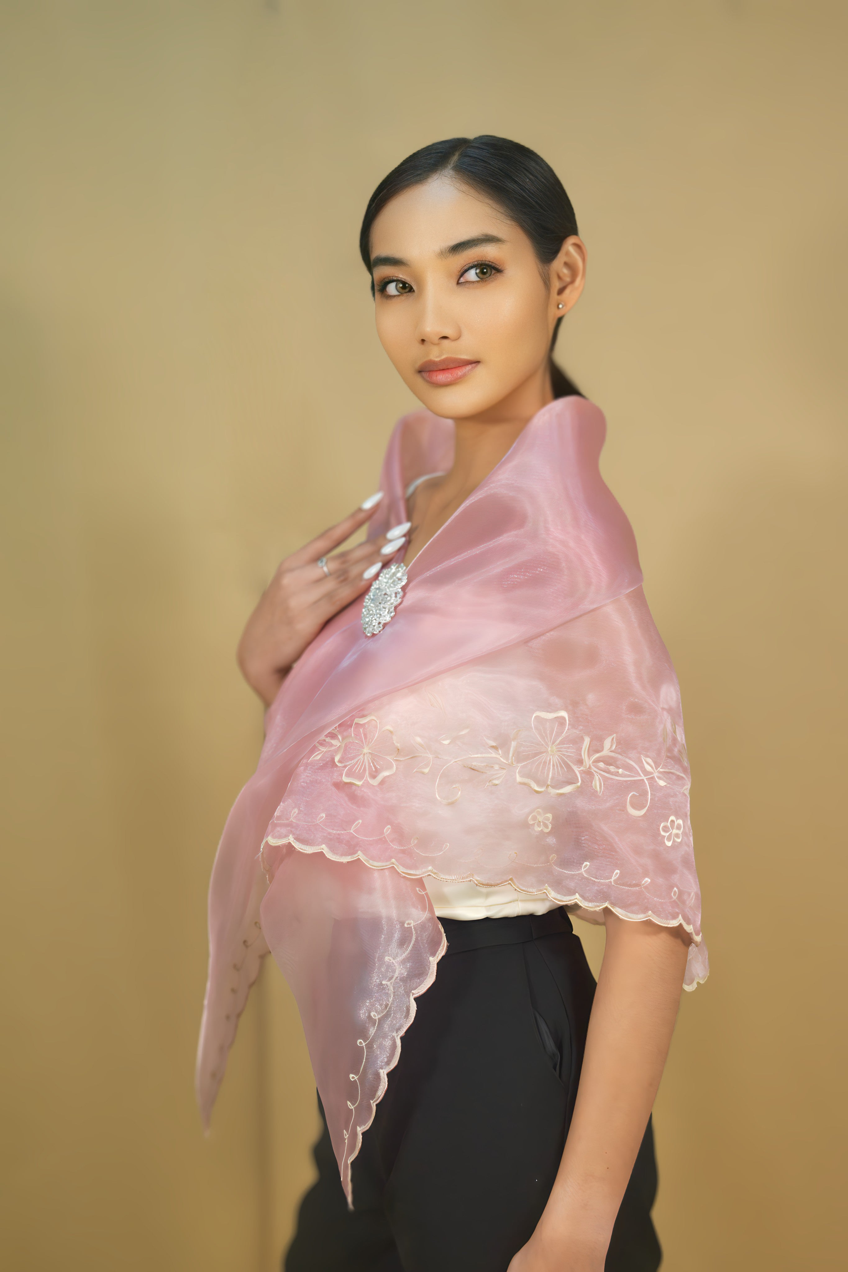Pink Filipiniana Alampay with Premium Embroidery