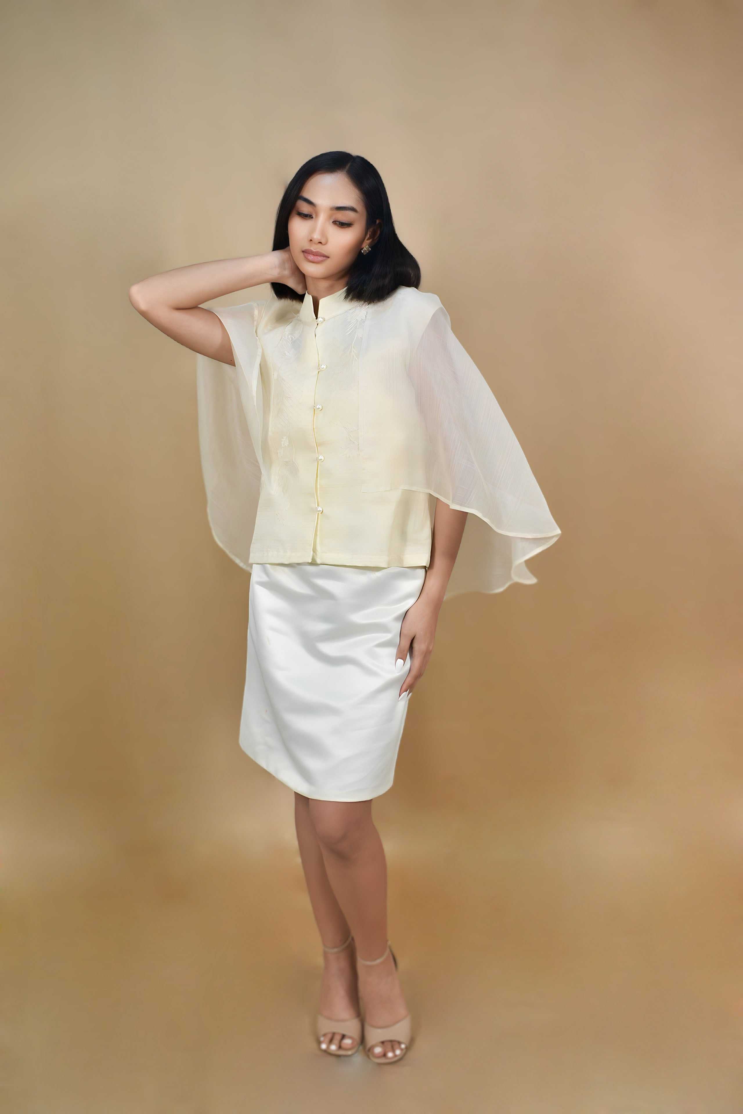 Filipiniana Ivory Kimona for Cultural Event