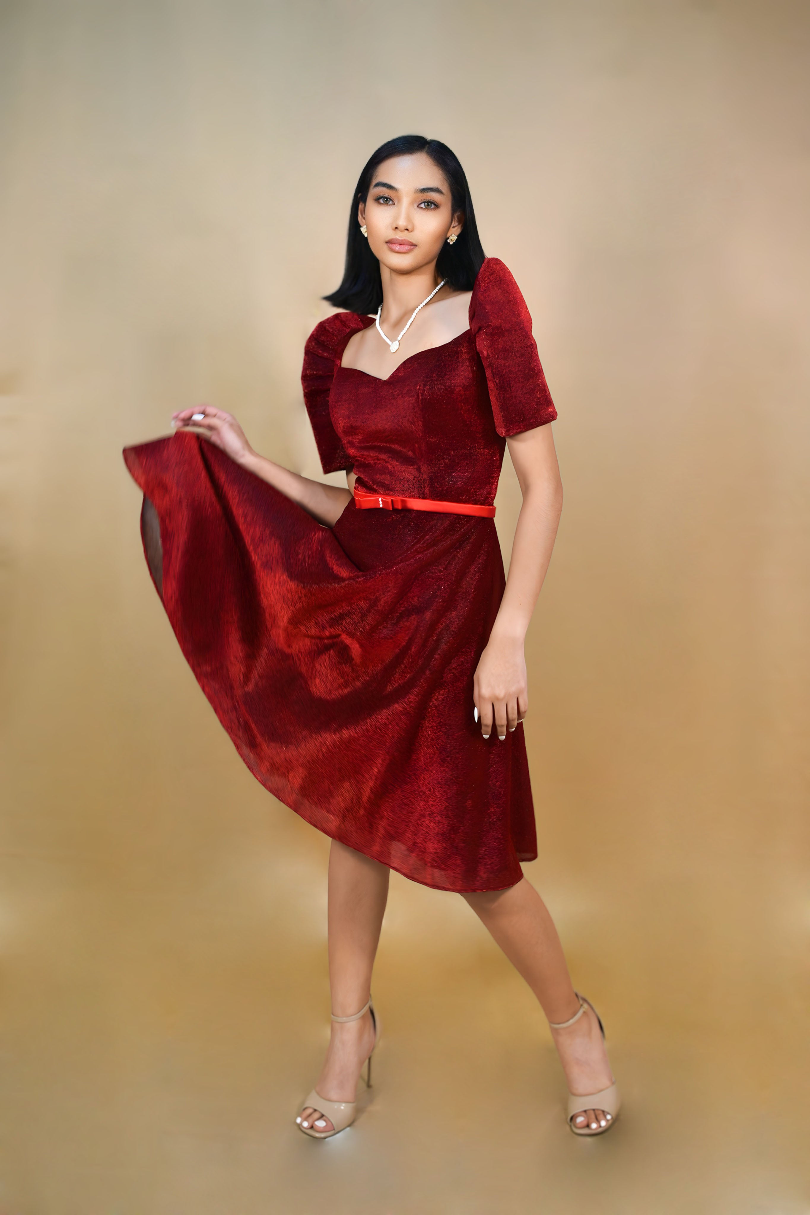 Stunning Red Filipiniana Candy Crush Fabric for Women