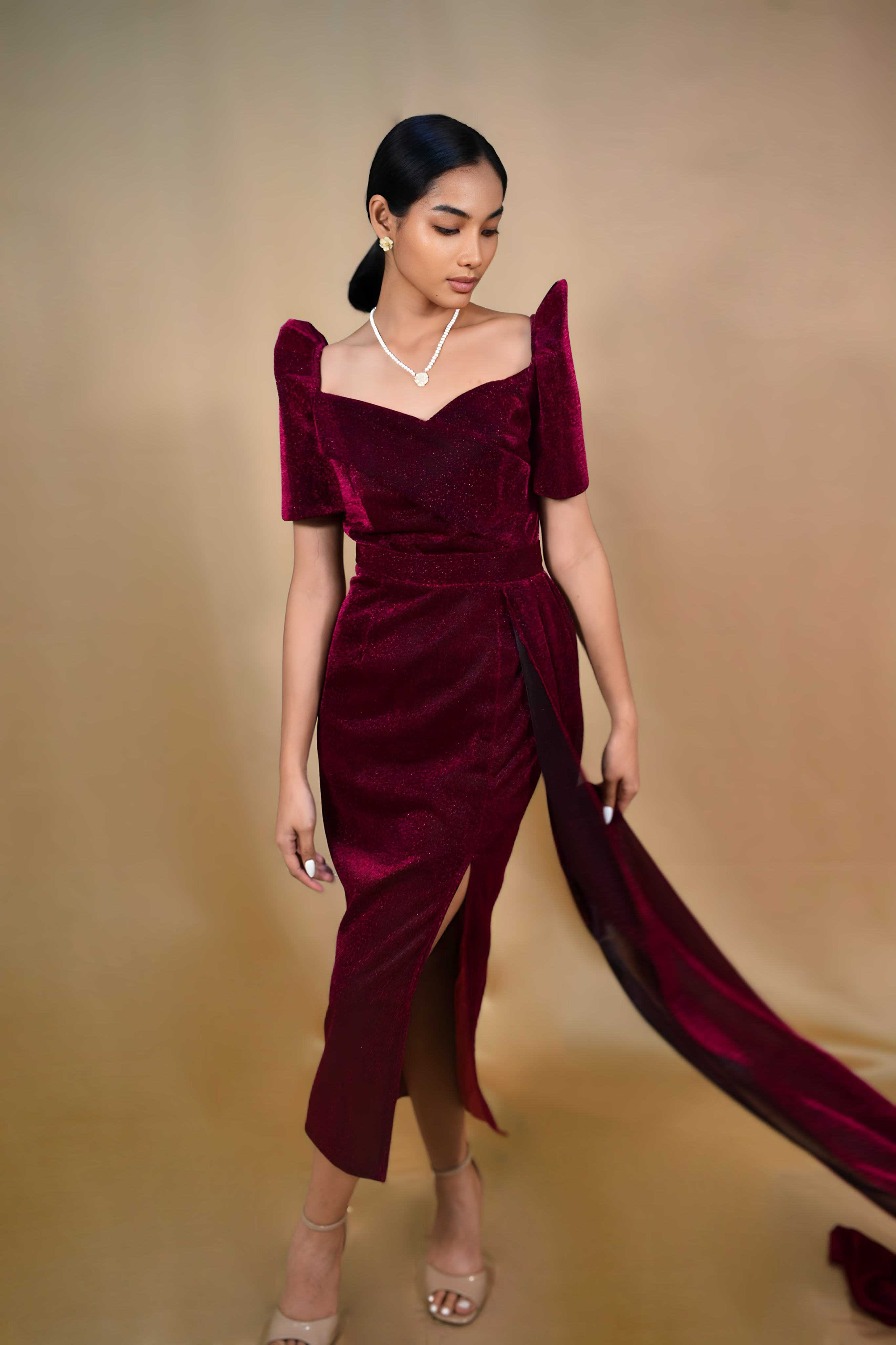 Filipiniana Dark red Dress for JS PROM
