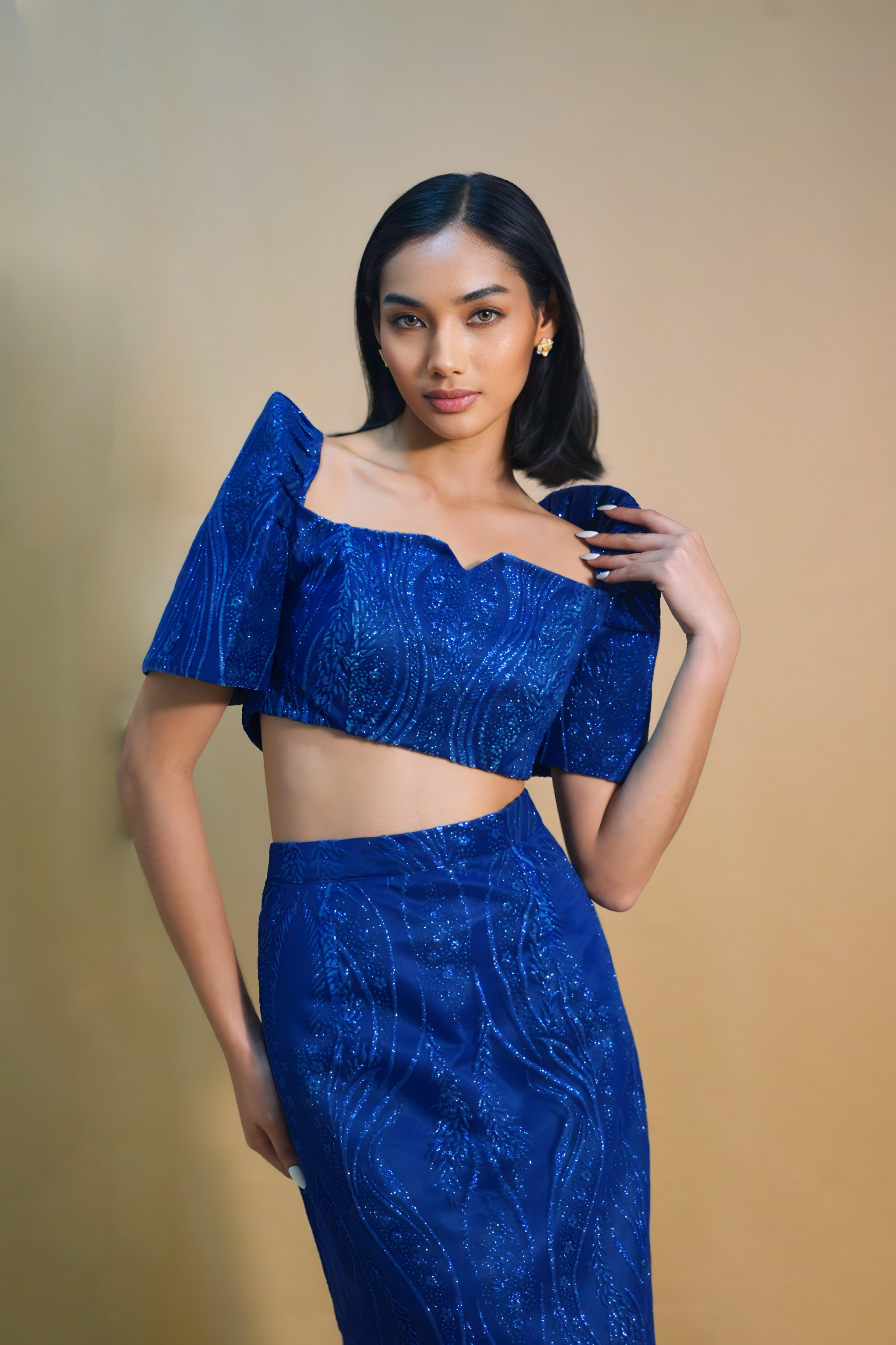 Staylish Blue Full Laced Filipiniana for Cultural Events