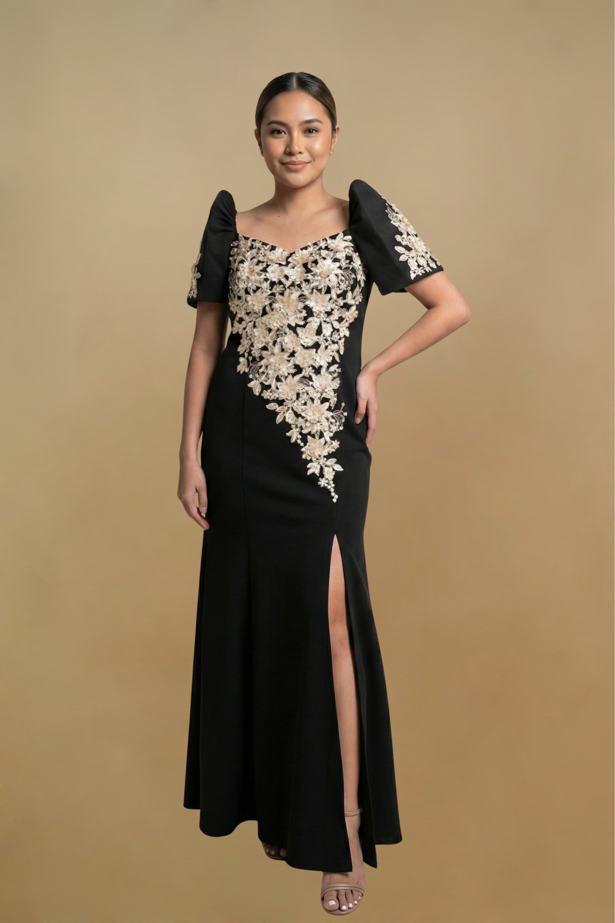Raina Black Serpentina Filipiniana Dress