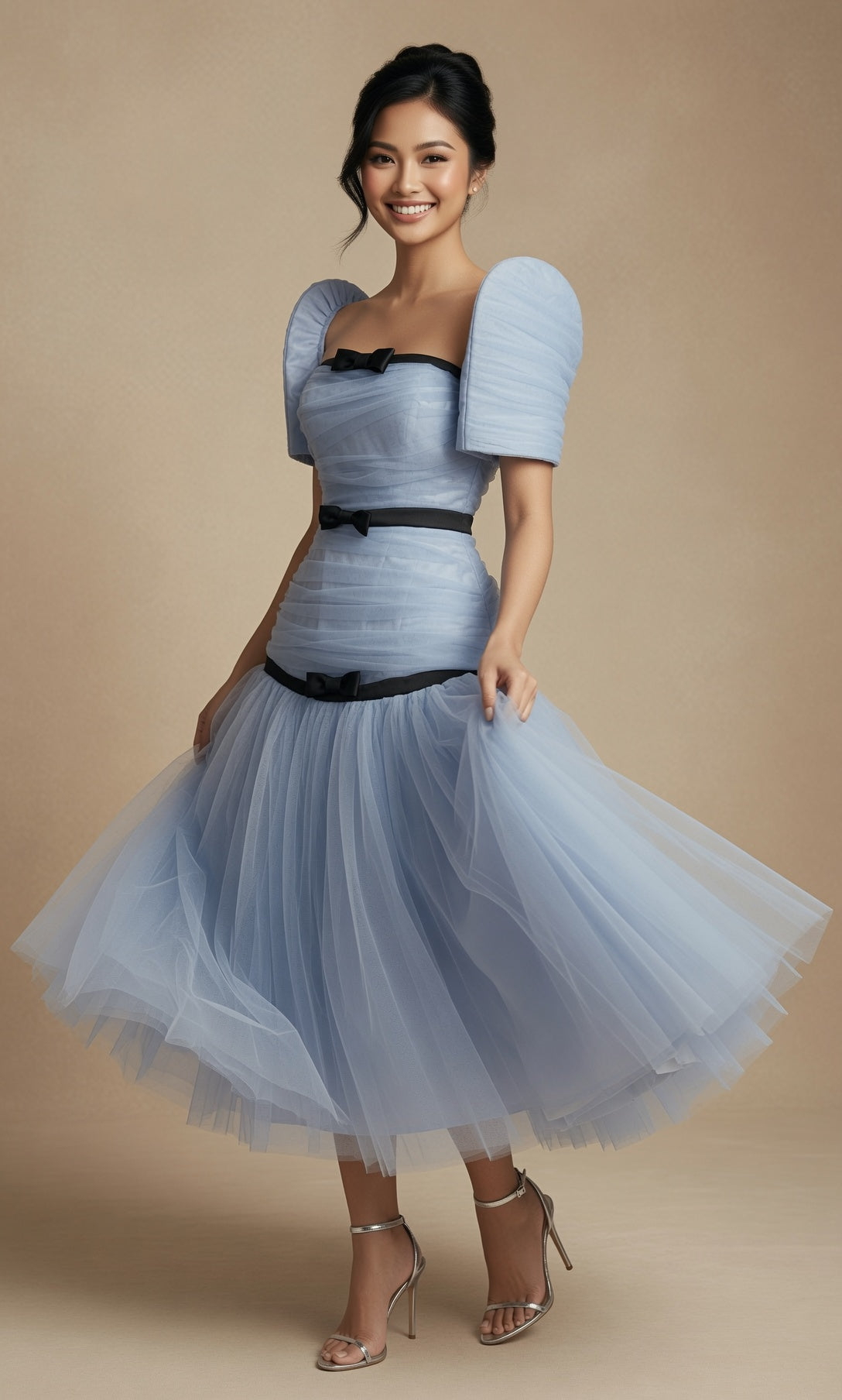 elegant Blue Filipiniana Dress