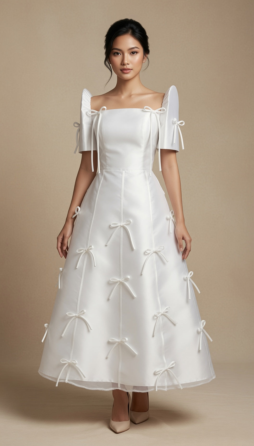 Modern White Filipiniana Dress