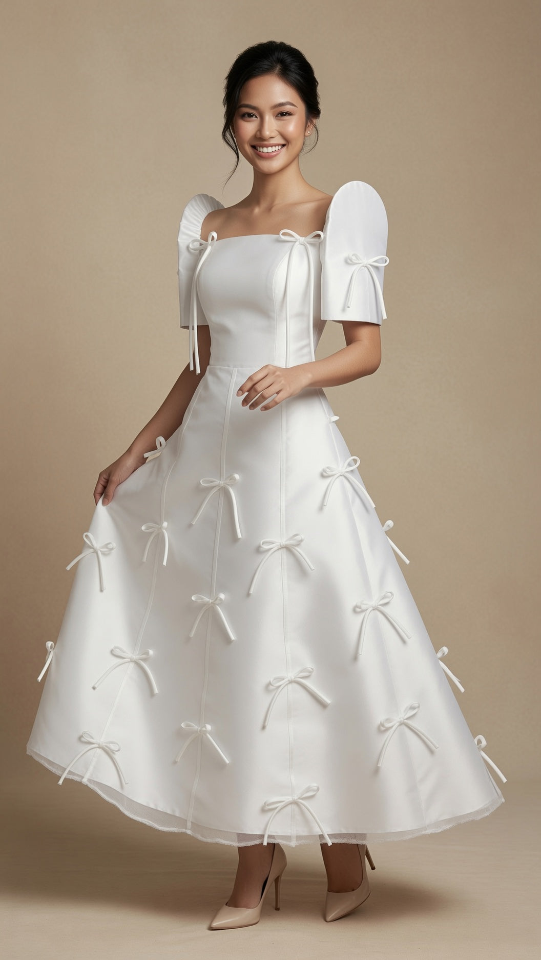 White Filipiniana Dress