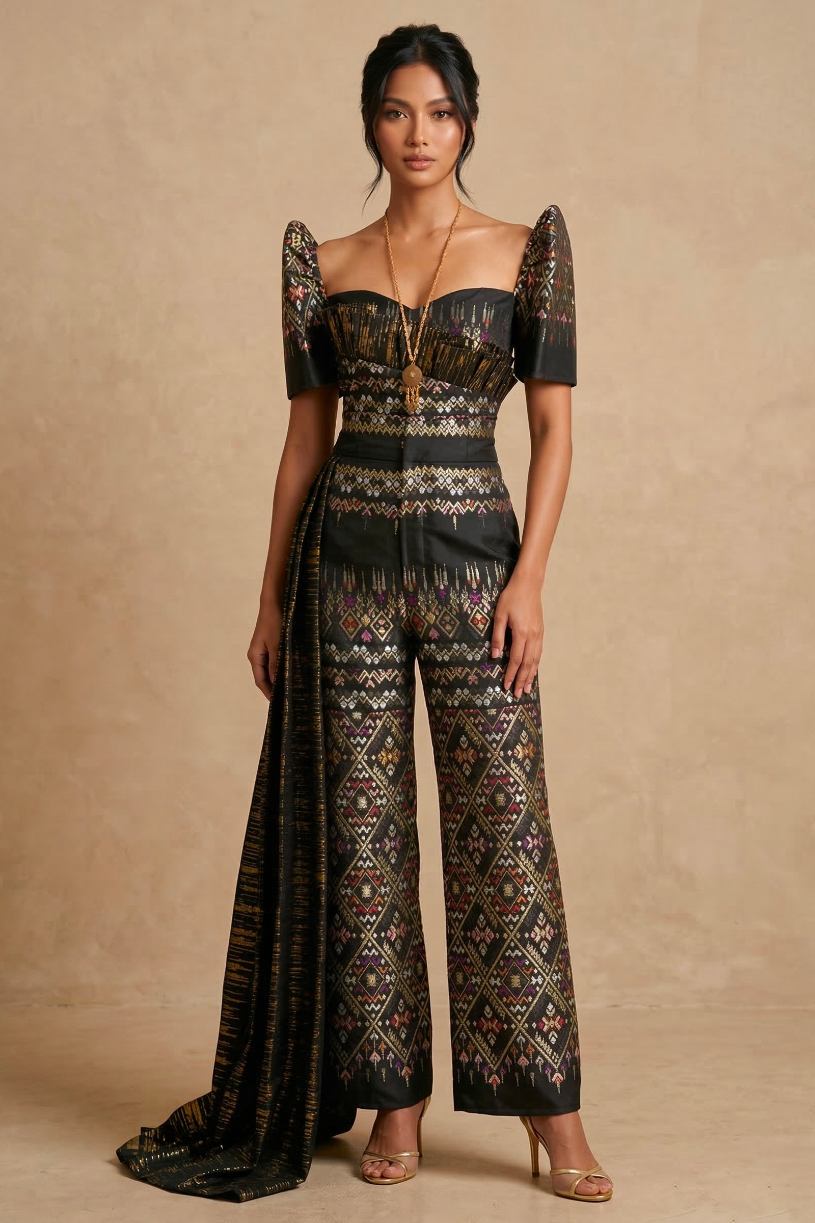 MAYUMI SILK BROCADE FILIPINIANA SET - HW012