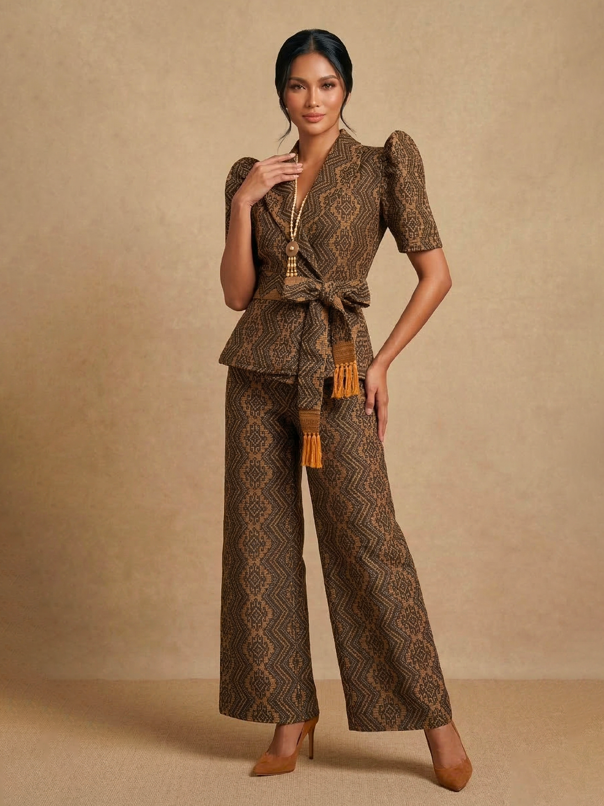 JOVELYN HANDWOVEN PINILIAN FILIPINIANA SET - HW005