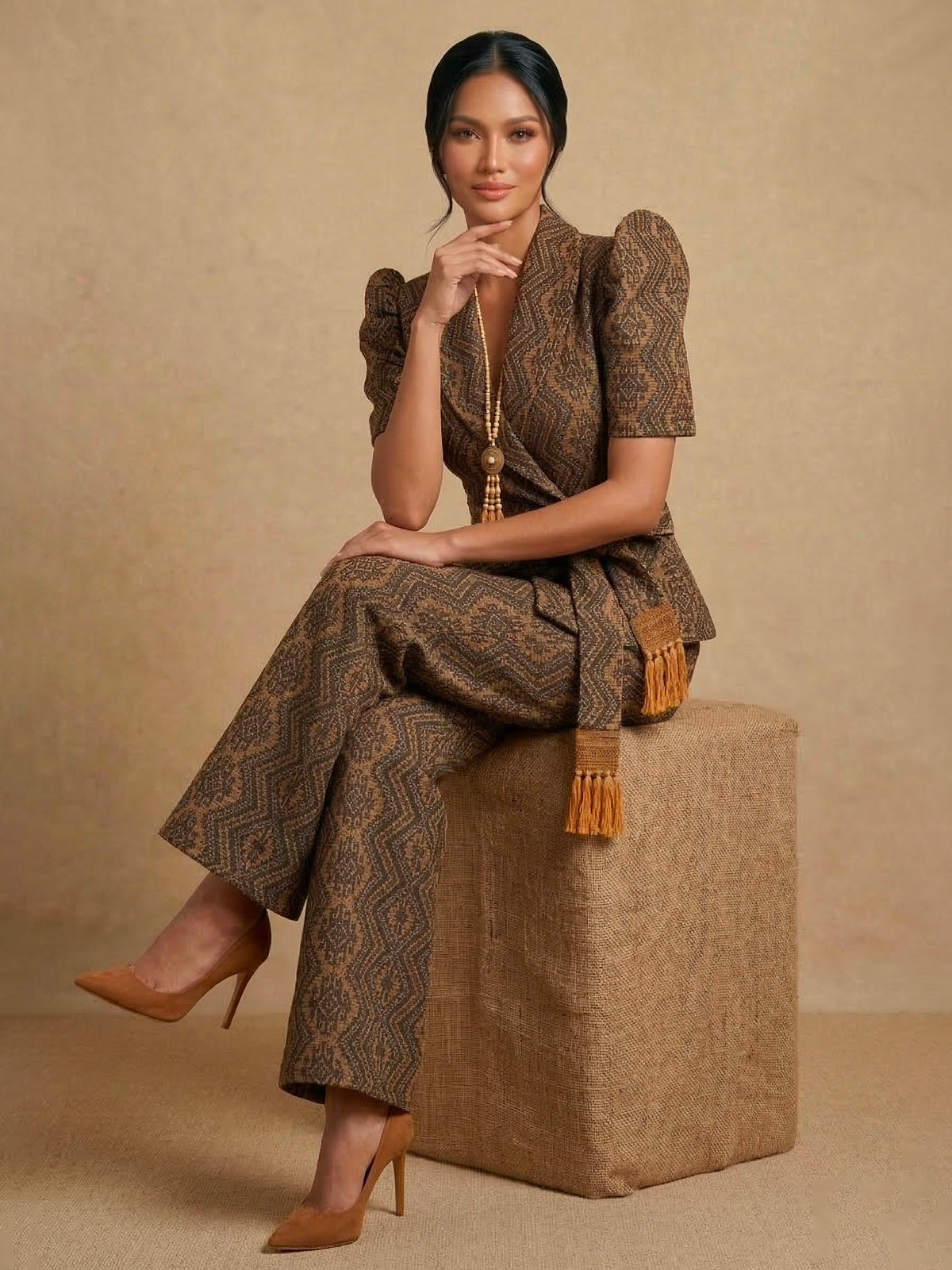 JOVELYN HANDWOVEN PINILIAN FILIPINIANA SET - HW005