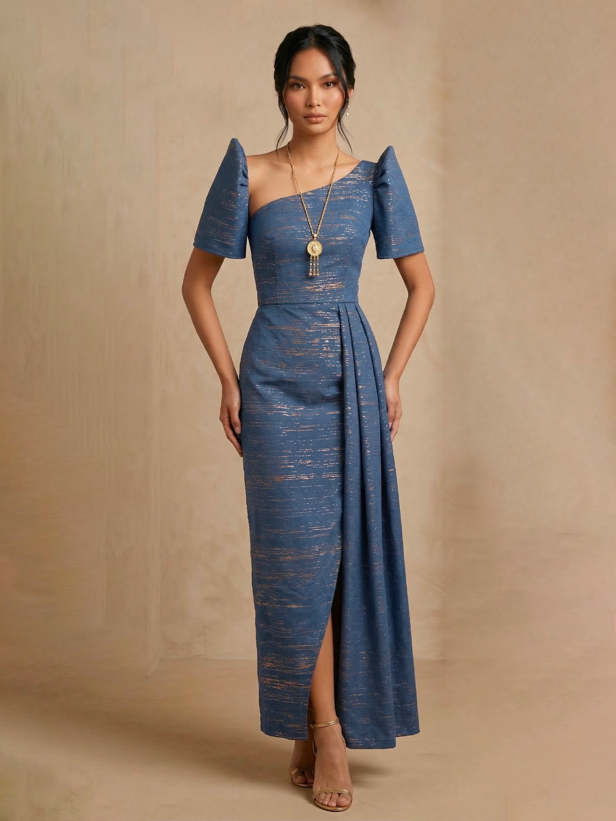 AZARIA HANDWOVEN INABEL FILIPINIANA DRESS - HW010