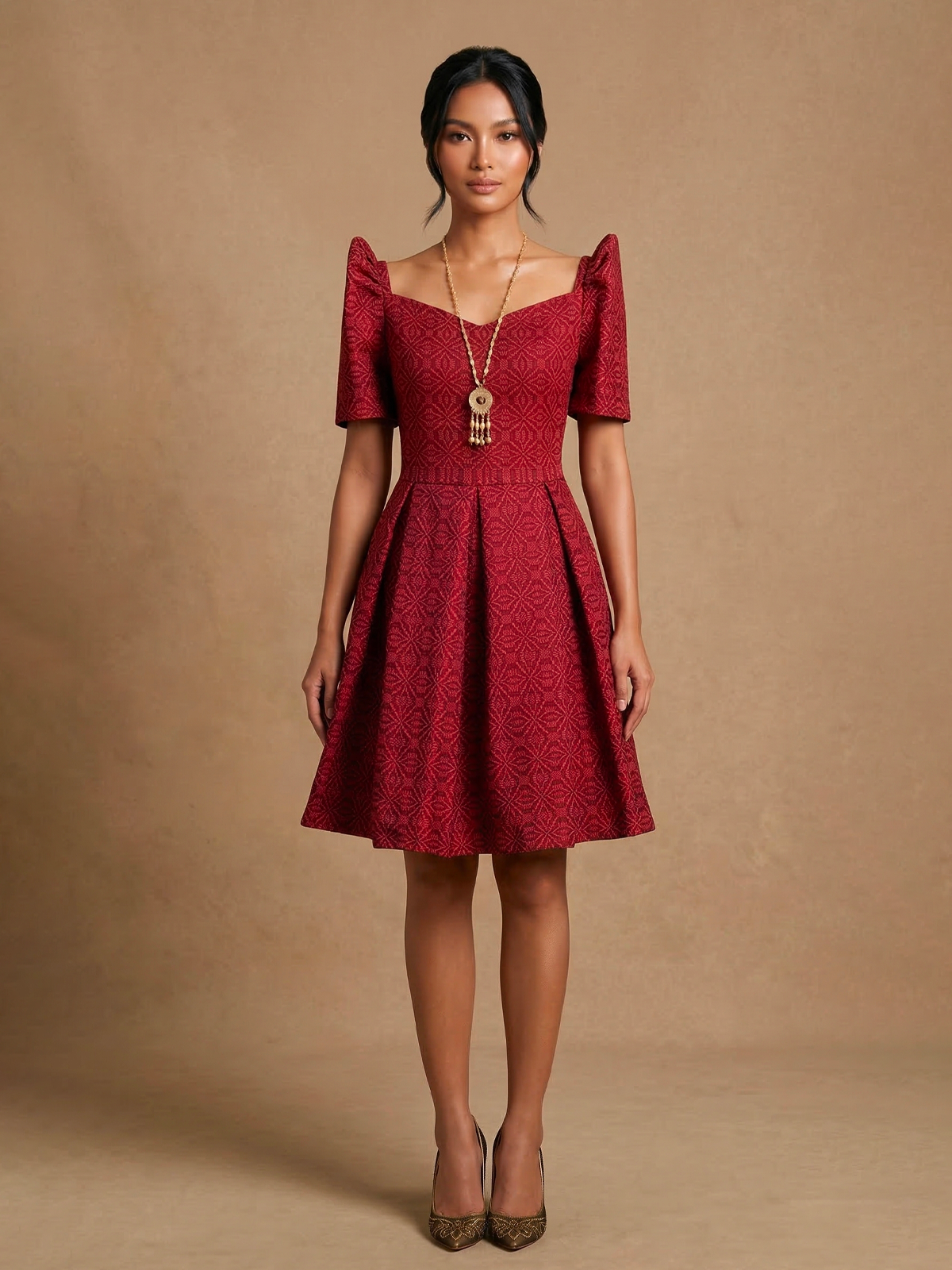 TALA HANDWOVEN KUNDIMAN FILIPINIANA DRESS - HW011