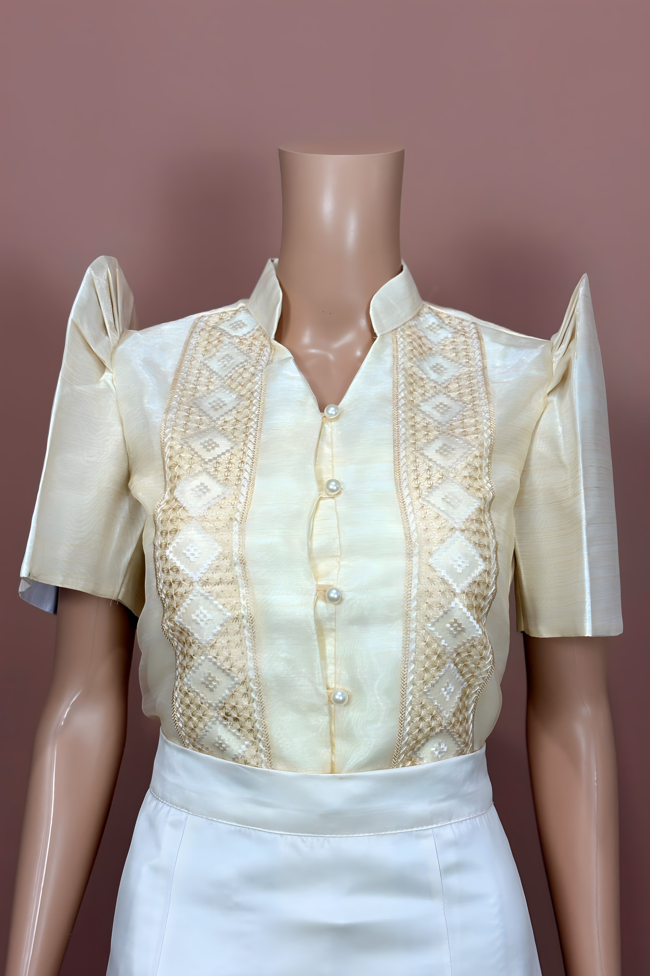Classic Filipiniana Blouse with Gold Details