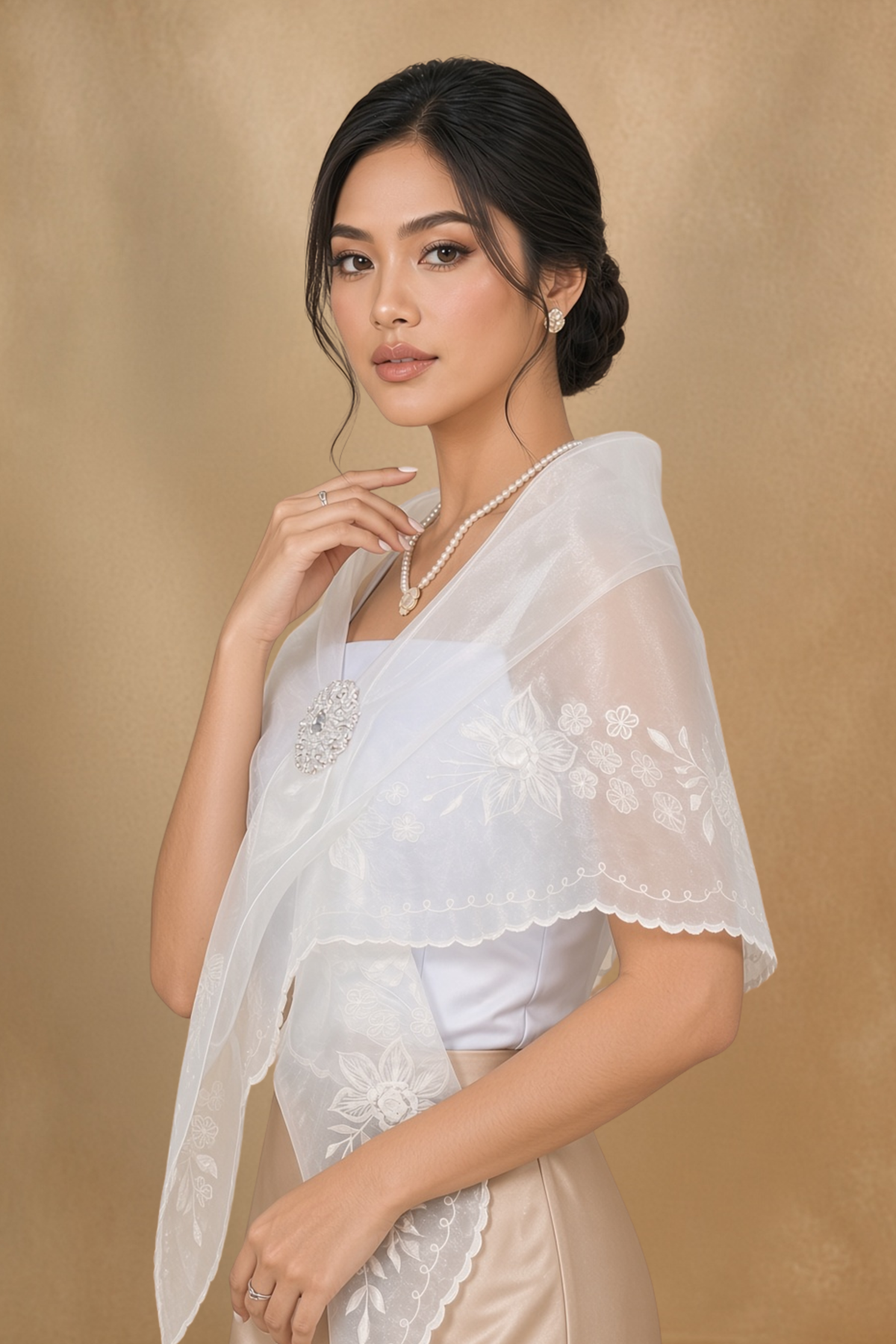 White Organza Alampay