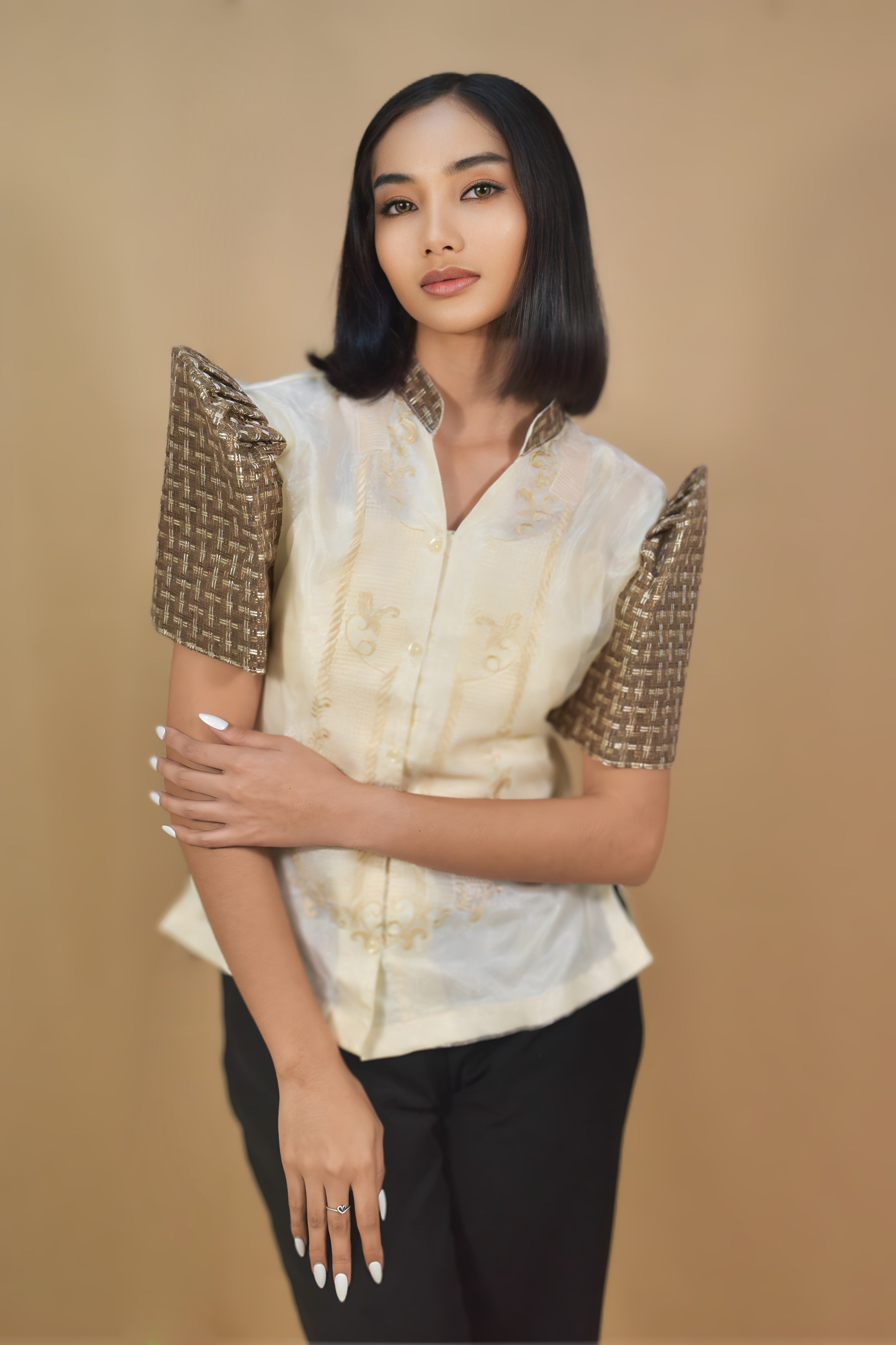 Organza Filipiniana Bolero with Ethnic Sleeves