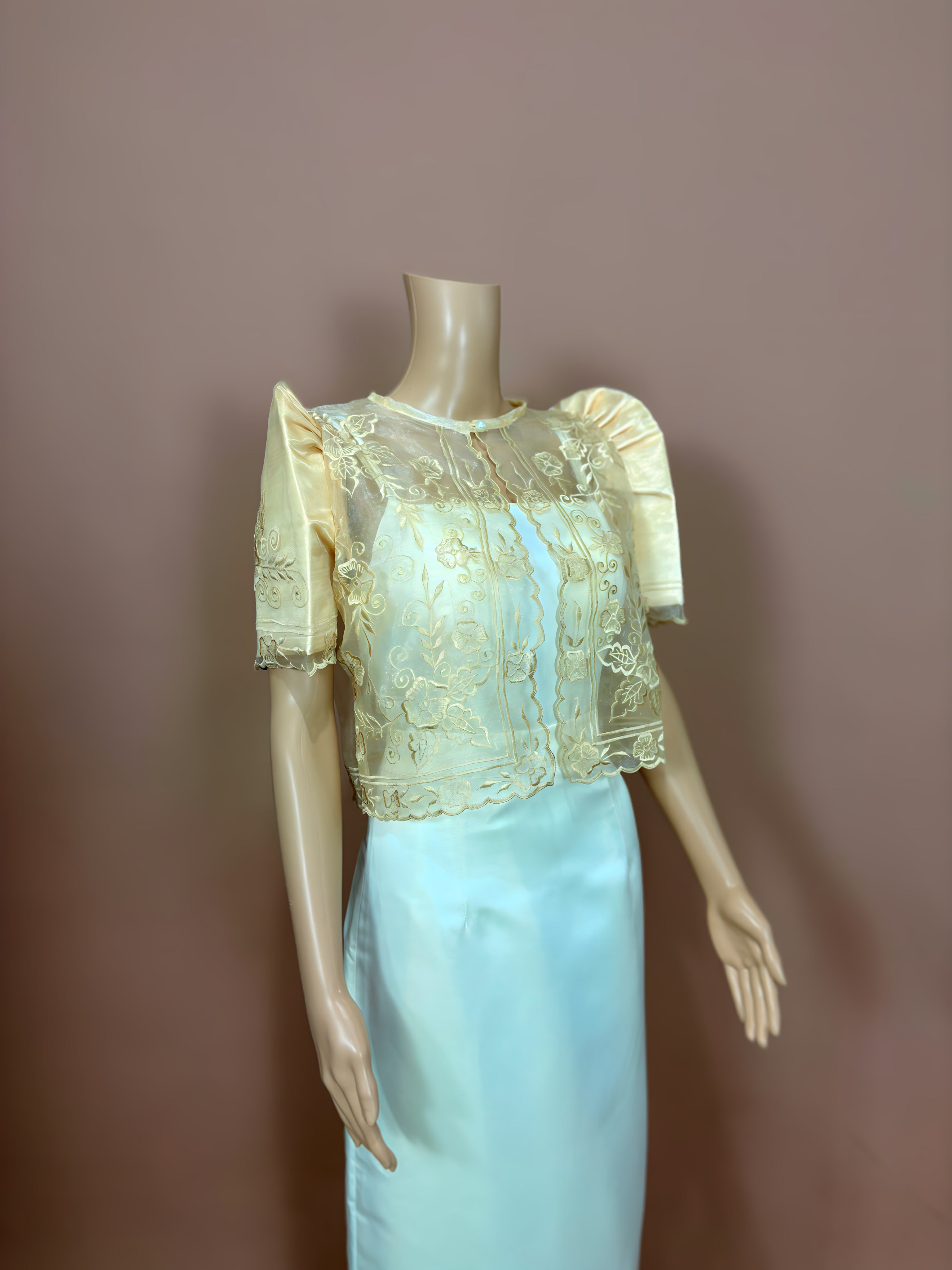 Filipiniana Bolero Jacket with Floral Design