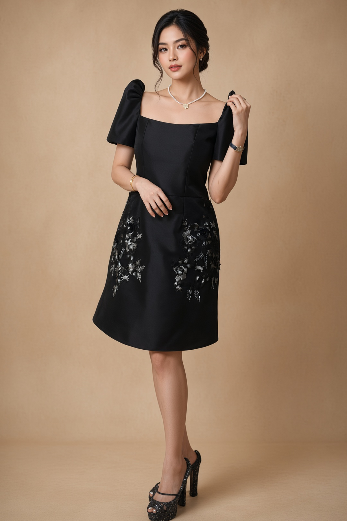 Black Filipiniana Dress
