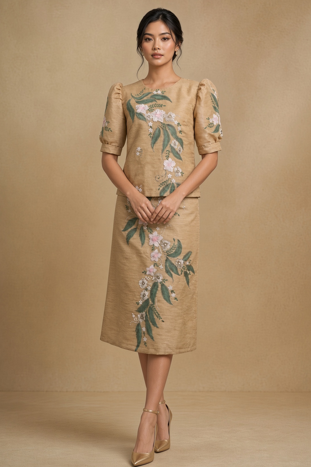 Hand Painted Filipiniana Top & Skirt