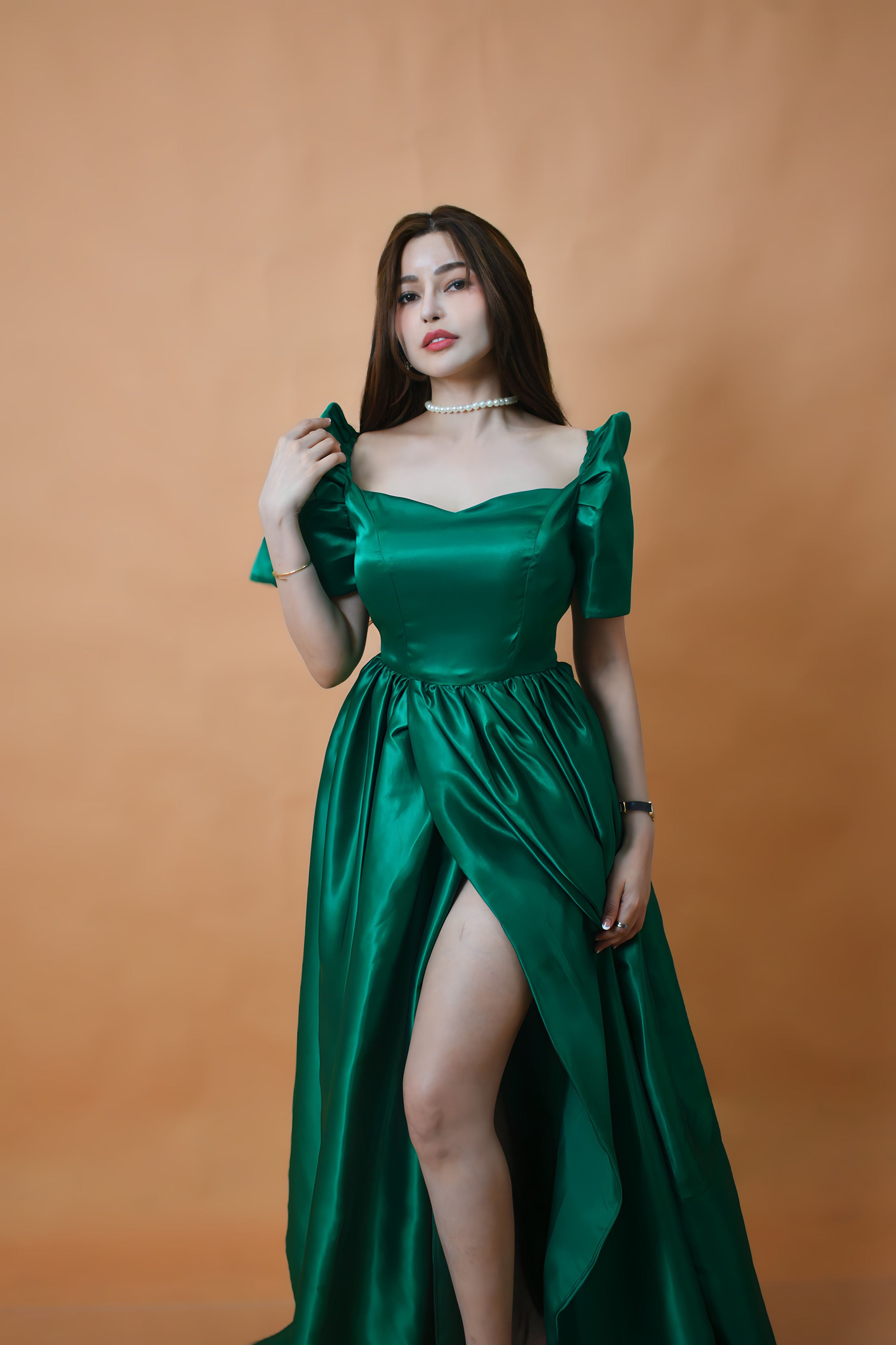 Green Filipiniana Dress with Slit