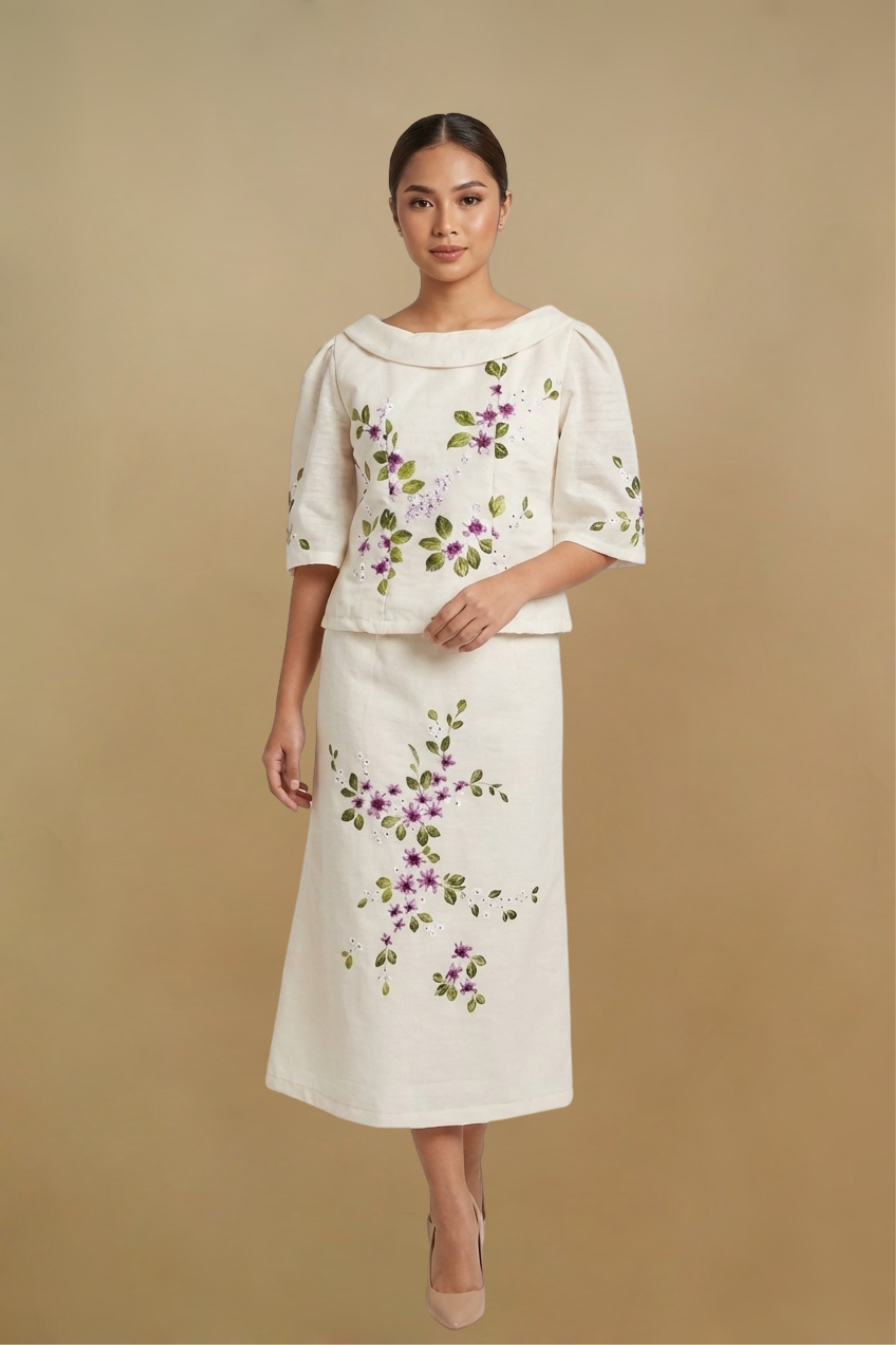 Ivory Terno Filipiniana Dress Perfect for Mother Dress