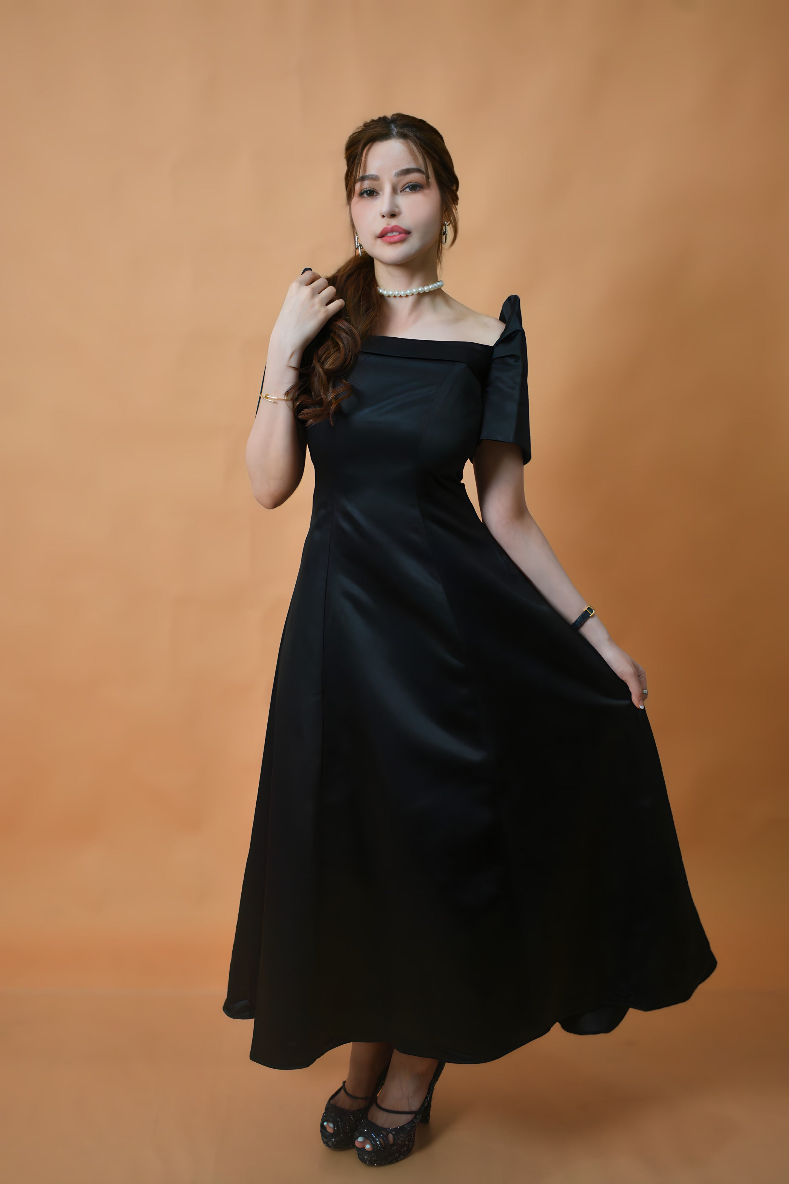 Lady in the Black Dress Made of Duchess