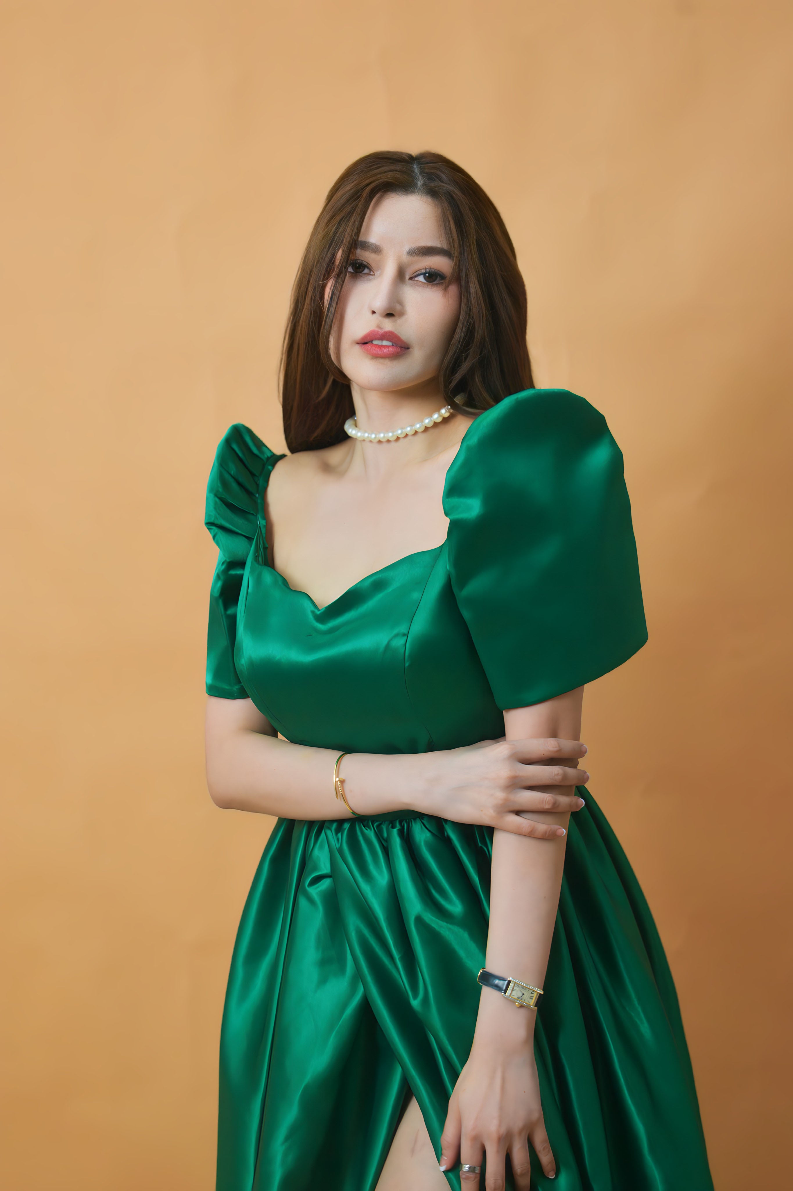 Timeless Green Filipiniana Duchess Long Gown for Women