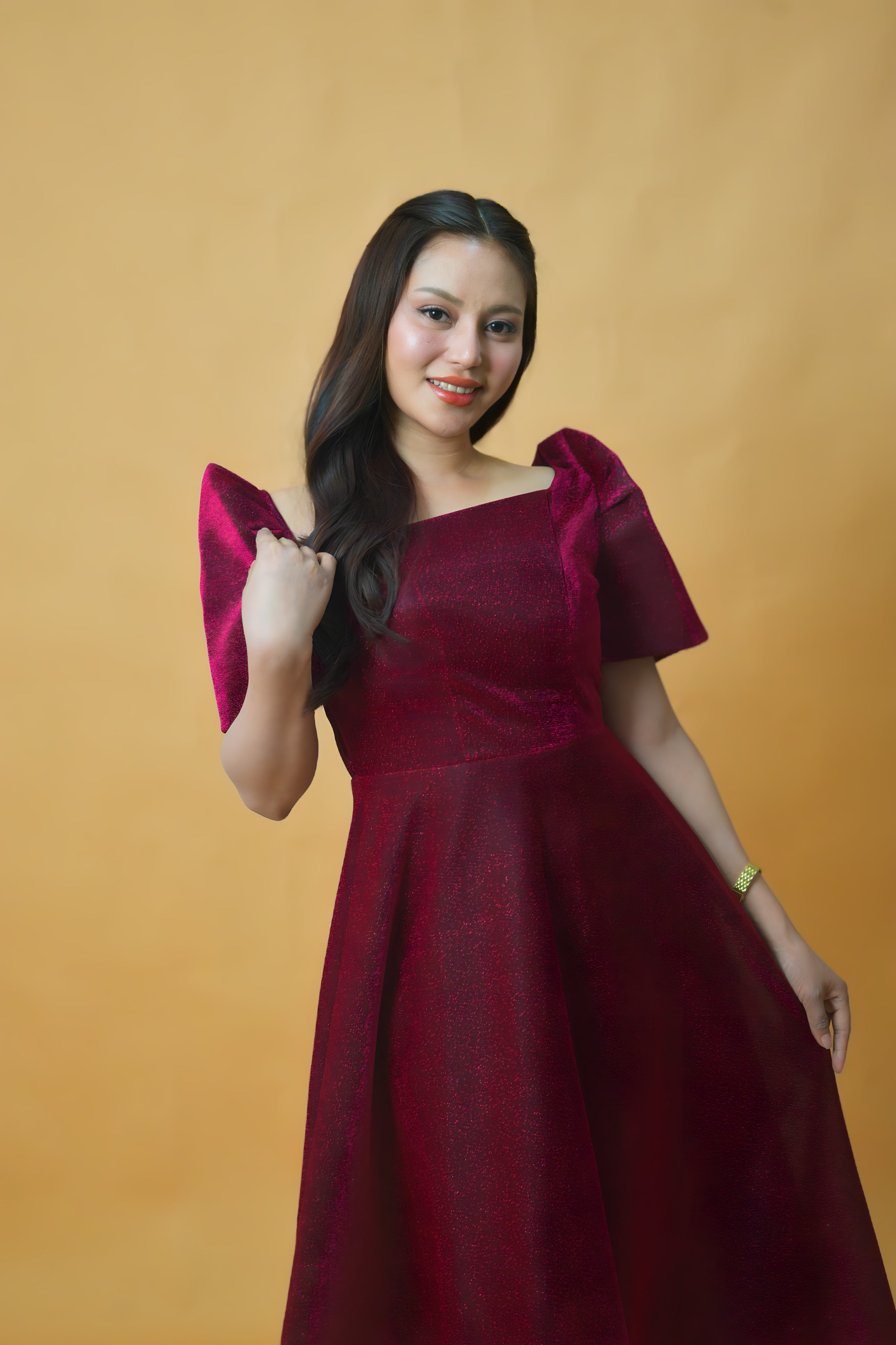 Chic Maroon Filipiniana Dress for Formal Events