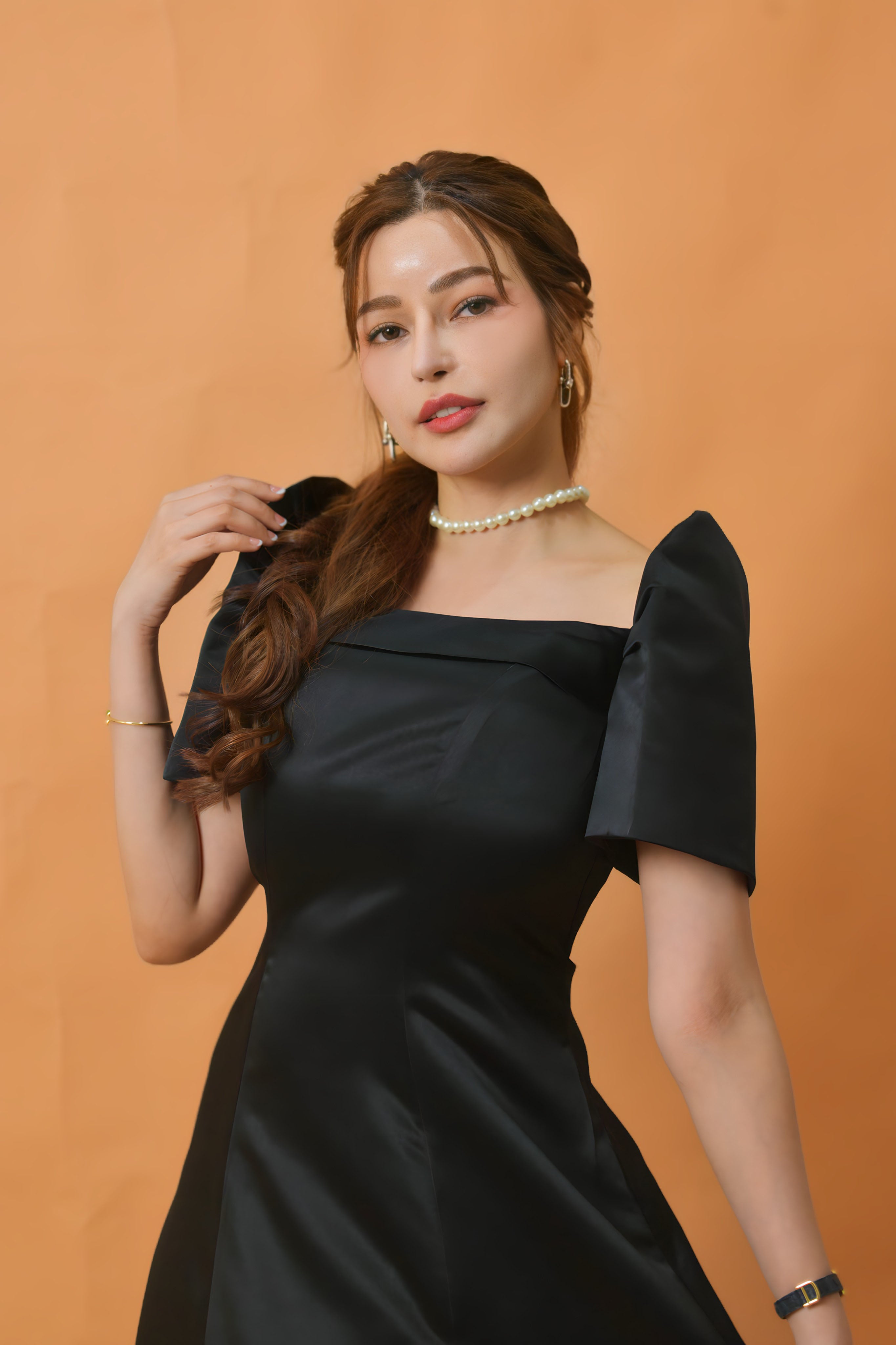 Luxurious Black Duchess Long Gown for Women