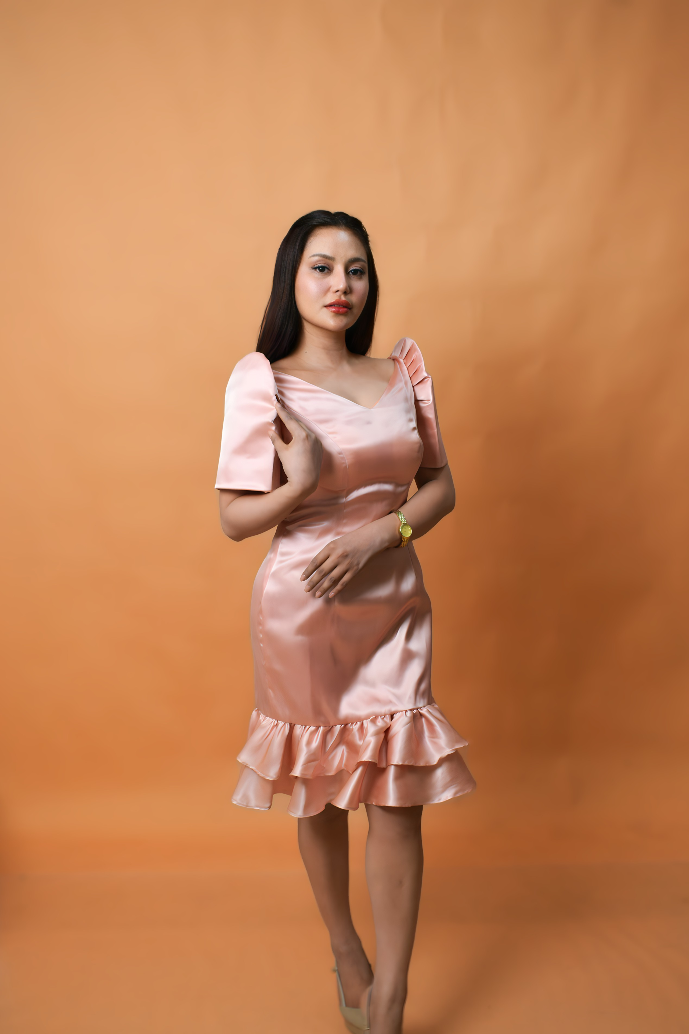 Pink Filipiniana Midi Dress