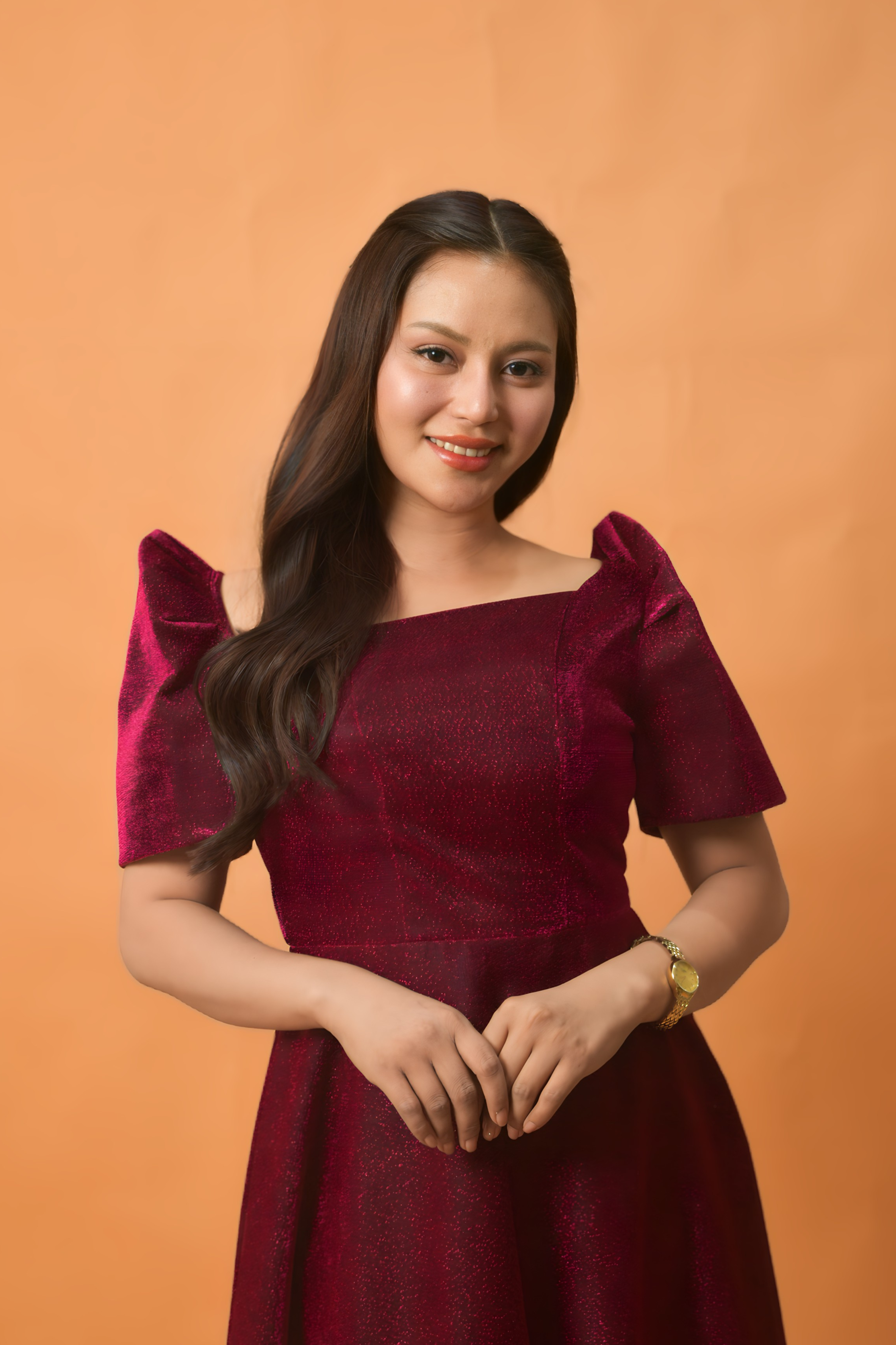 Maroon Candy Crush Filipiniana Gown for Women