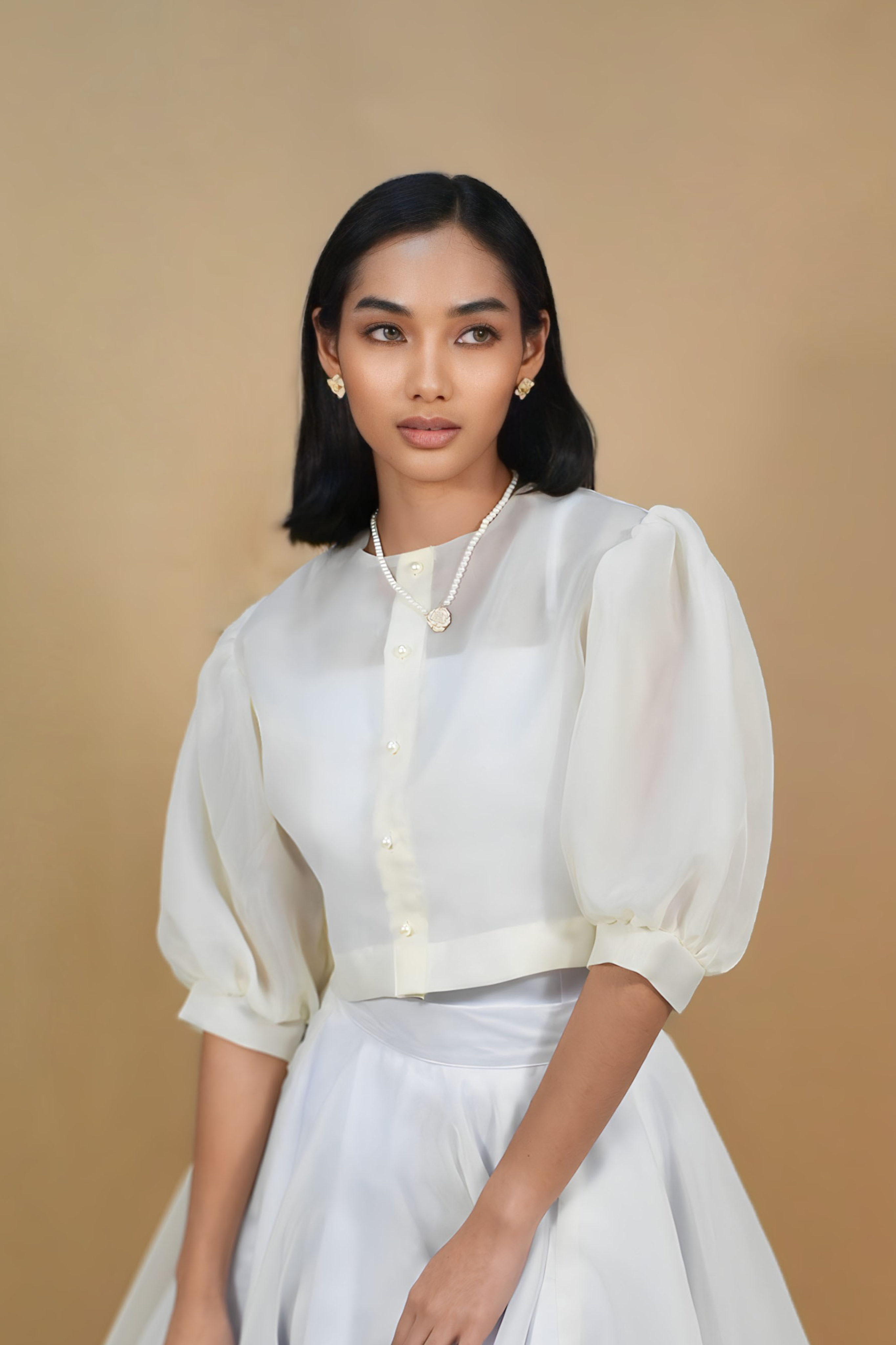 Fashionable Filipiniana Set for Women Made of Cloud Organdy