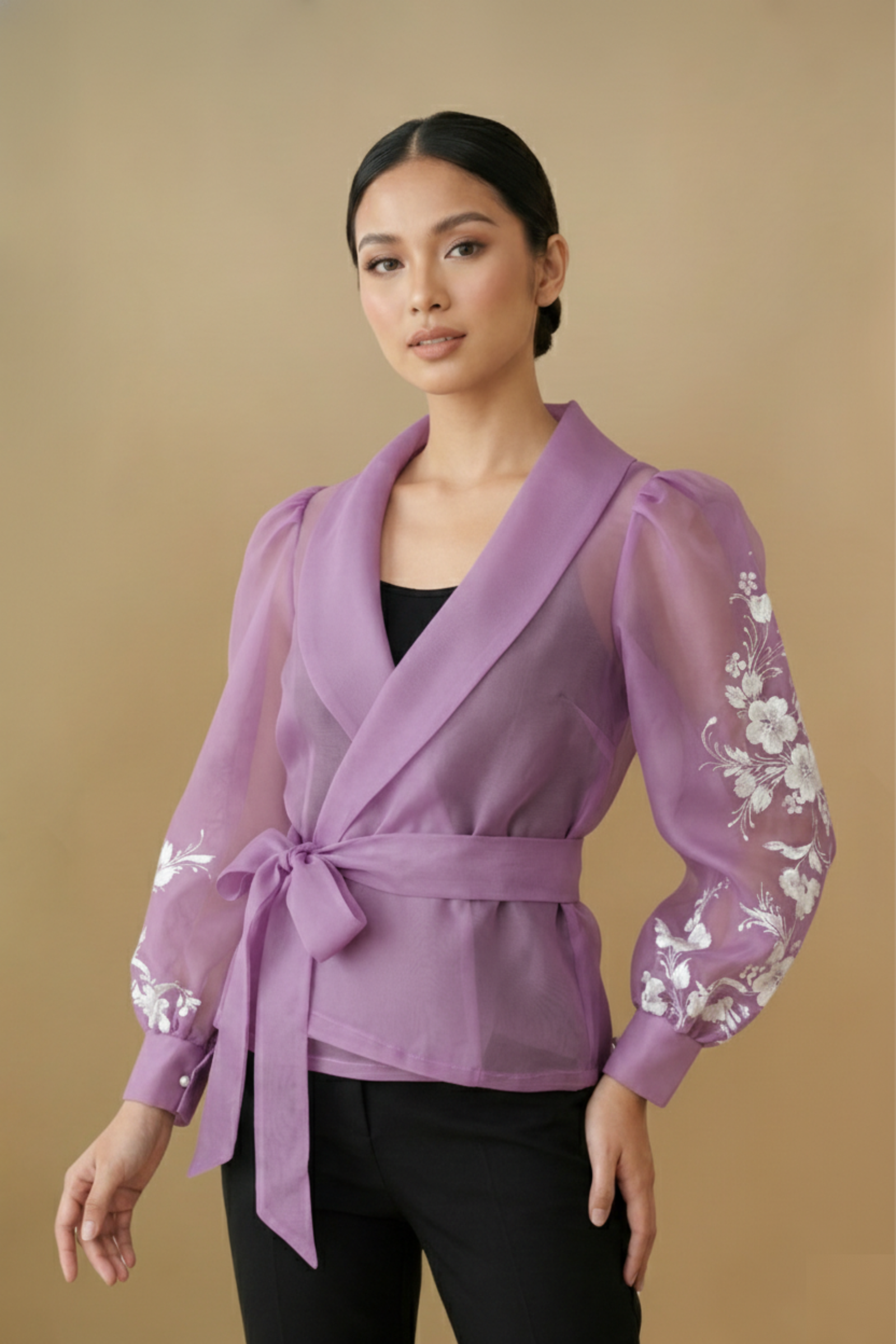 Modern Purple Filipiniana Panuelo