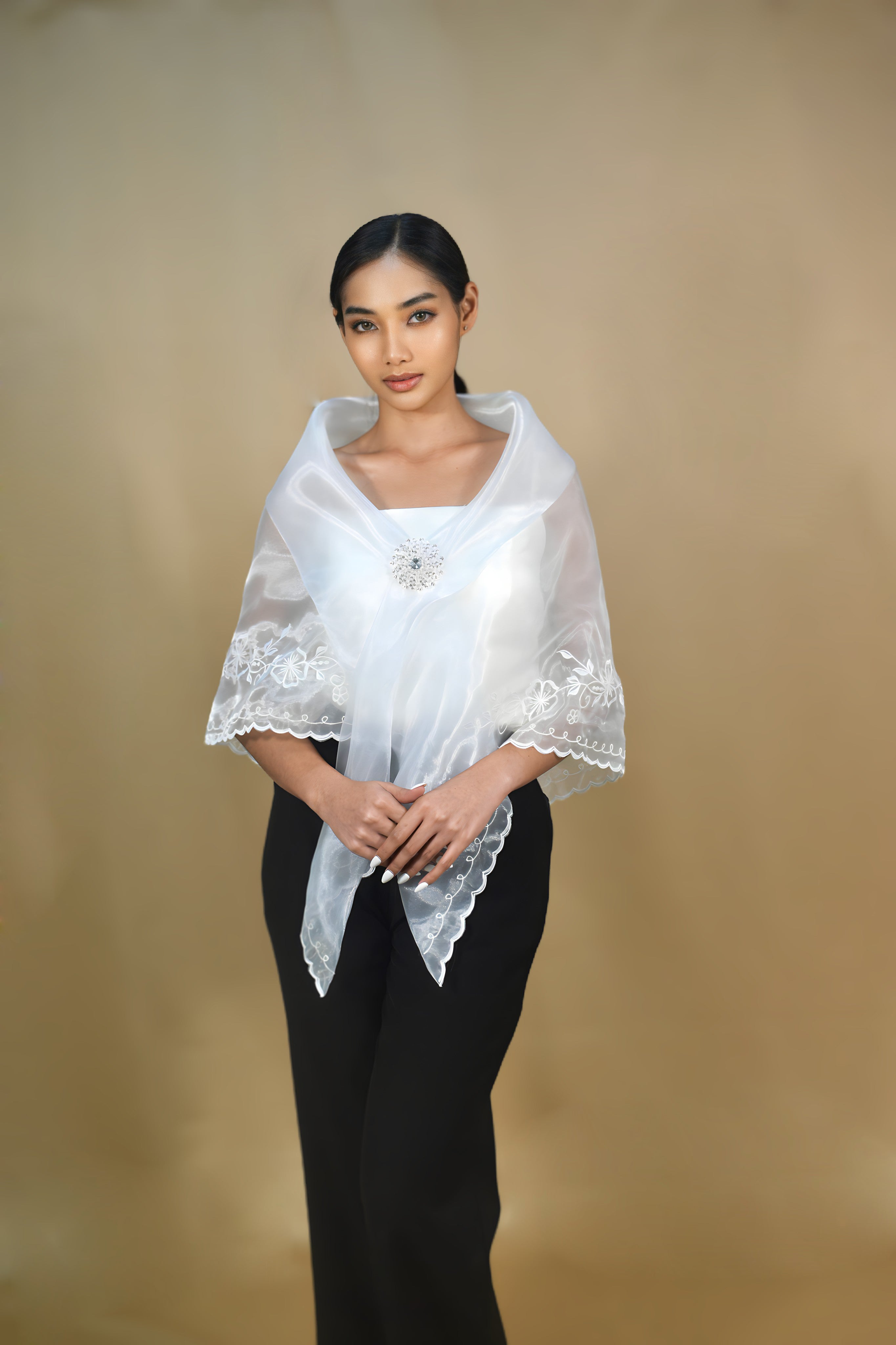 White Alampay made of Pina Organza