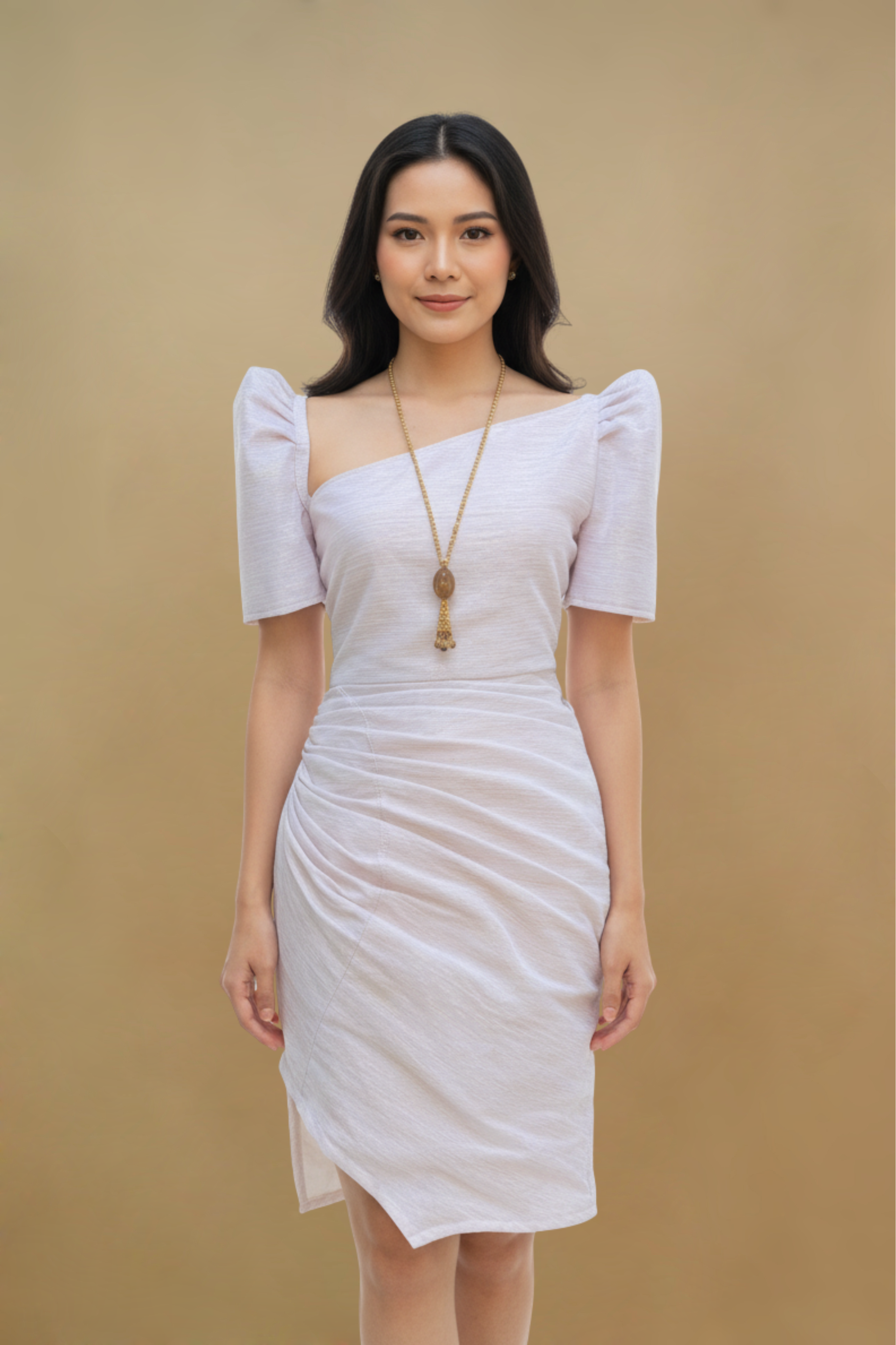 Elegant one shoulder Filipiniana Dress 