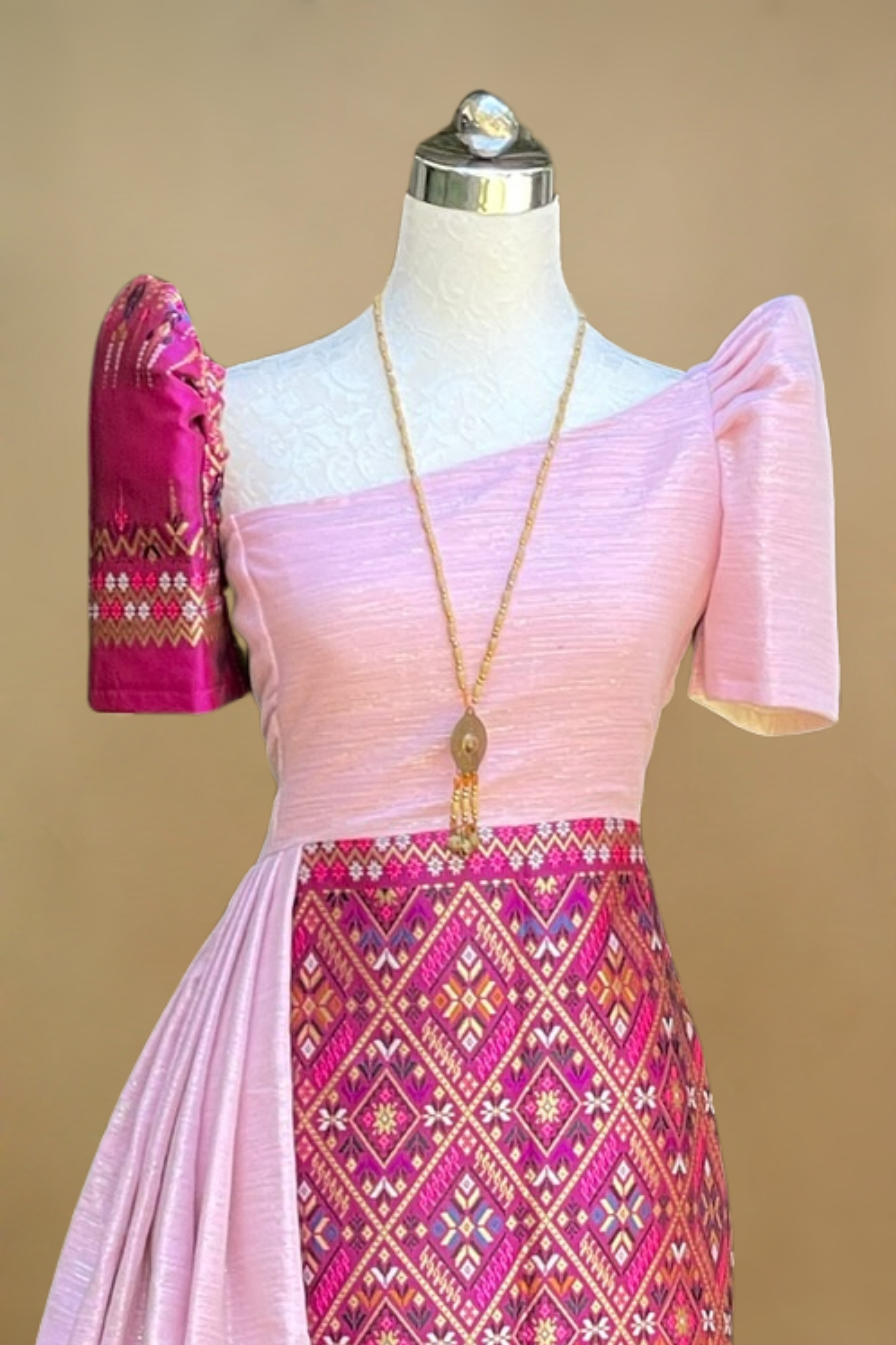 ARABELLA HANDWOVEN SILK BROCADE FILIPINIANA DRESS