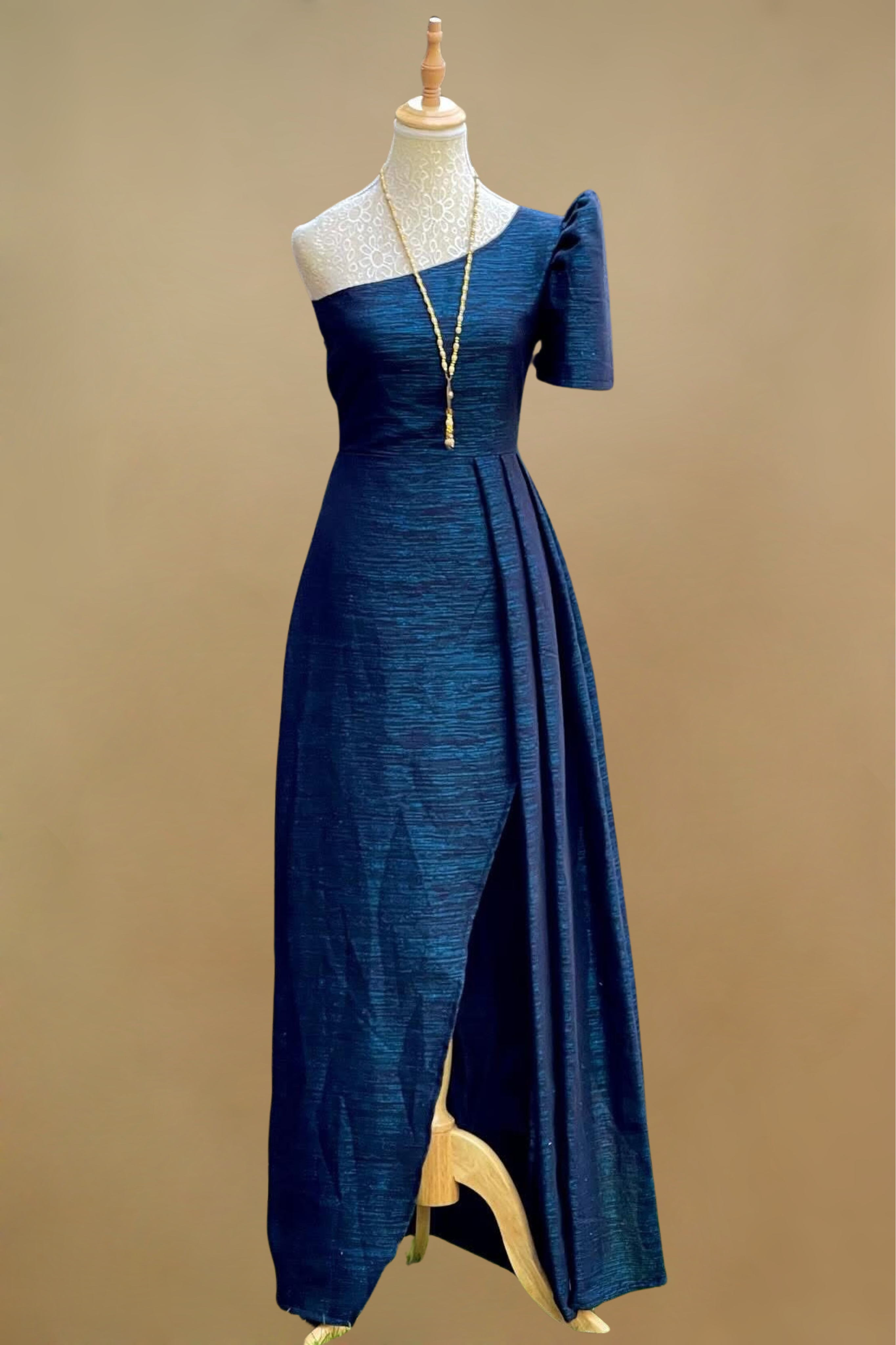 One Shoulder Filipiniana Dress with Slit
