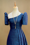 Blue Filipiniana Dress with Slit
