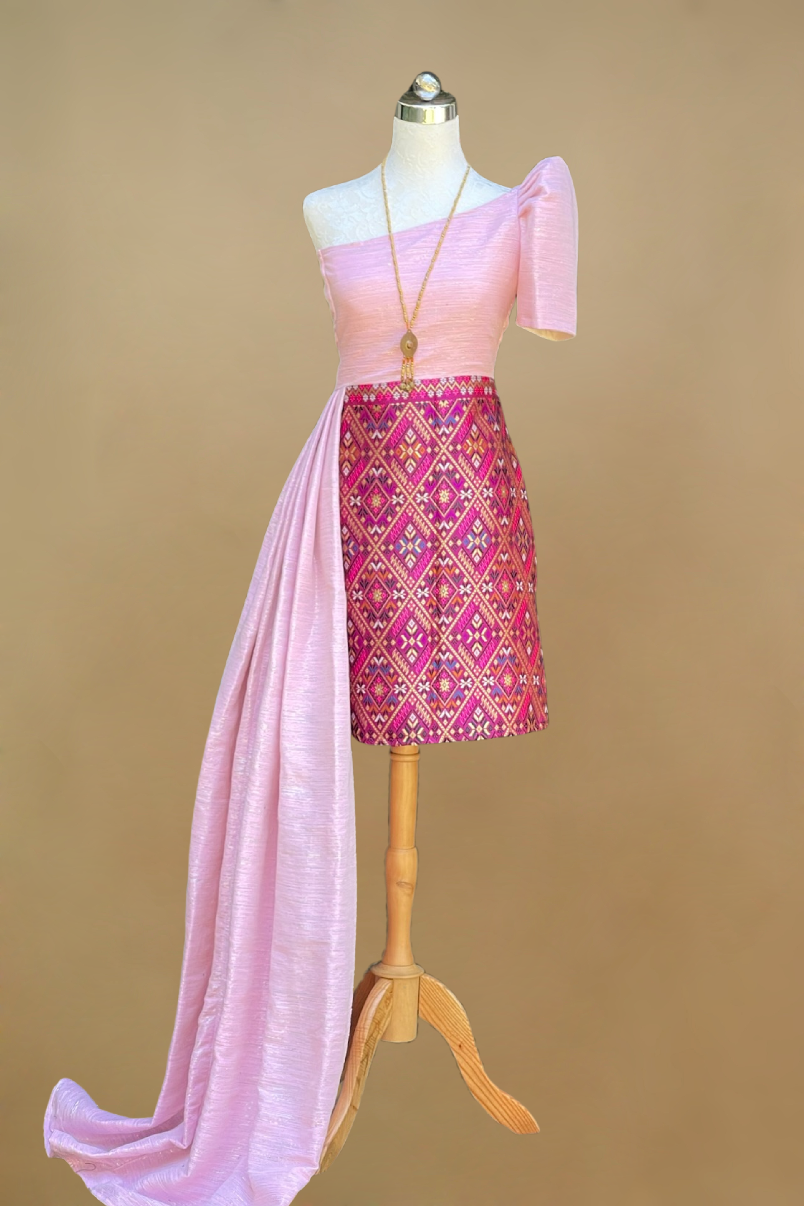 ARABELLA HANDWOVEN SILK BROCADE FILIPINIANA DRESS