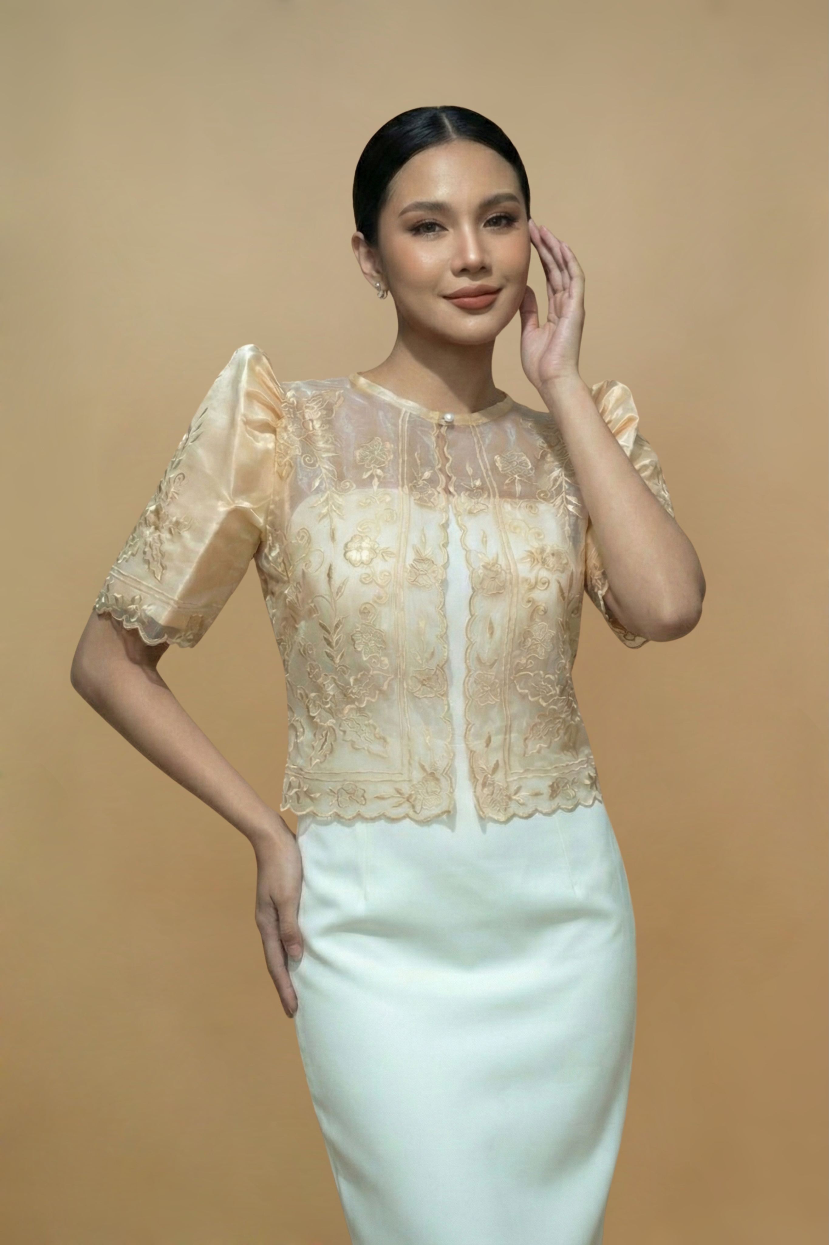 Beige Filipiniana Bolero