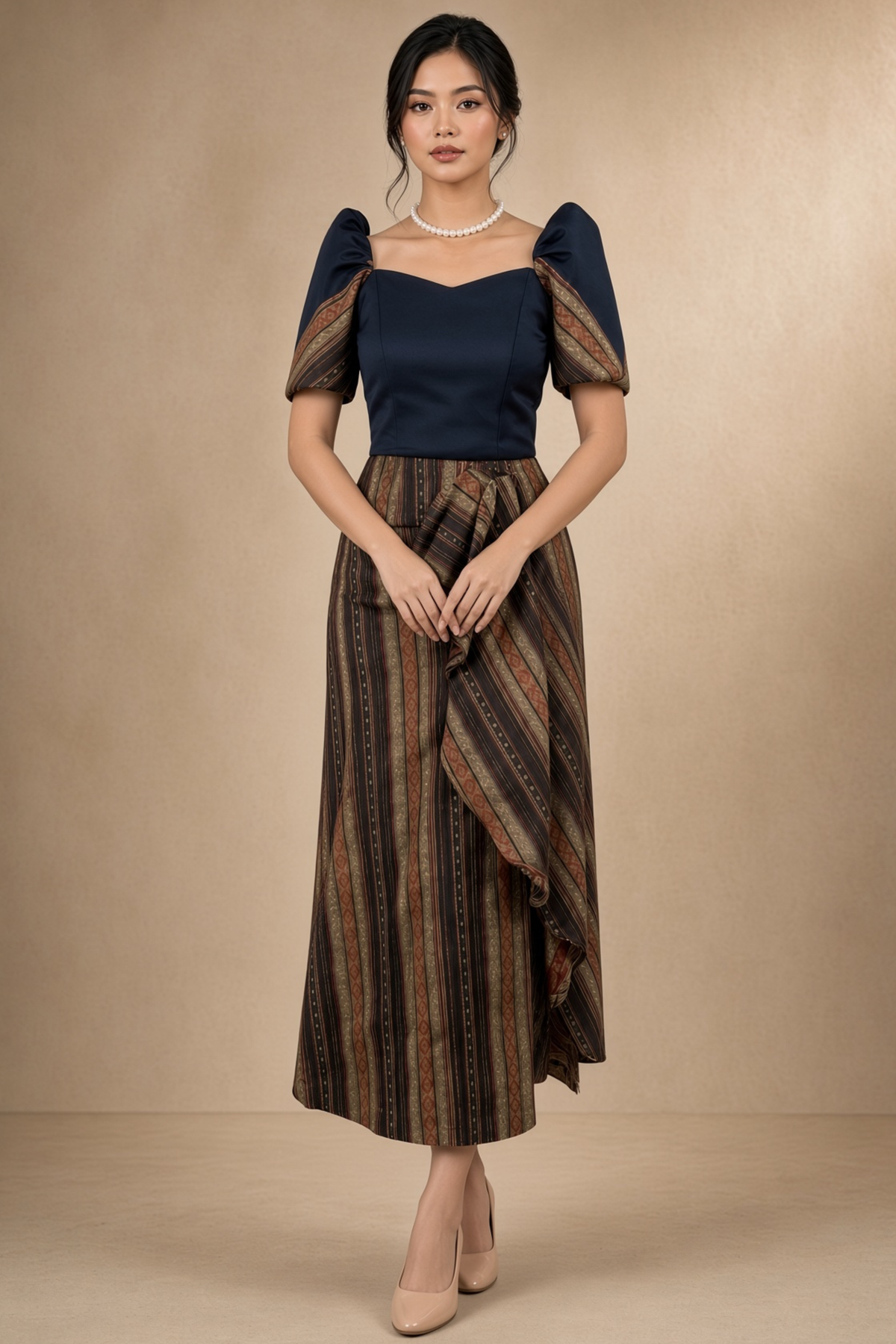 Ethnic Filipiniana Top and Skirt