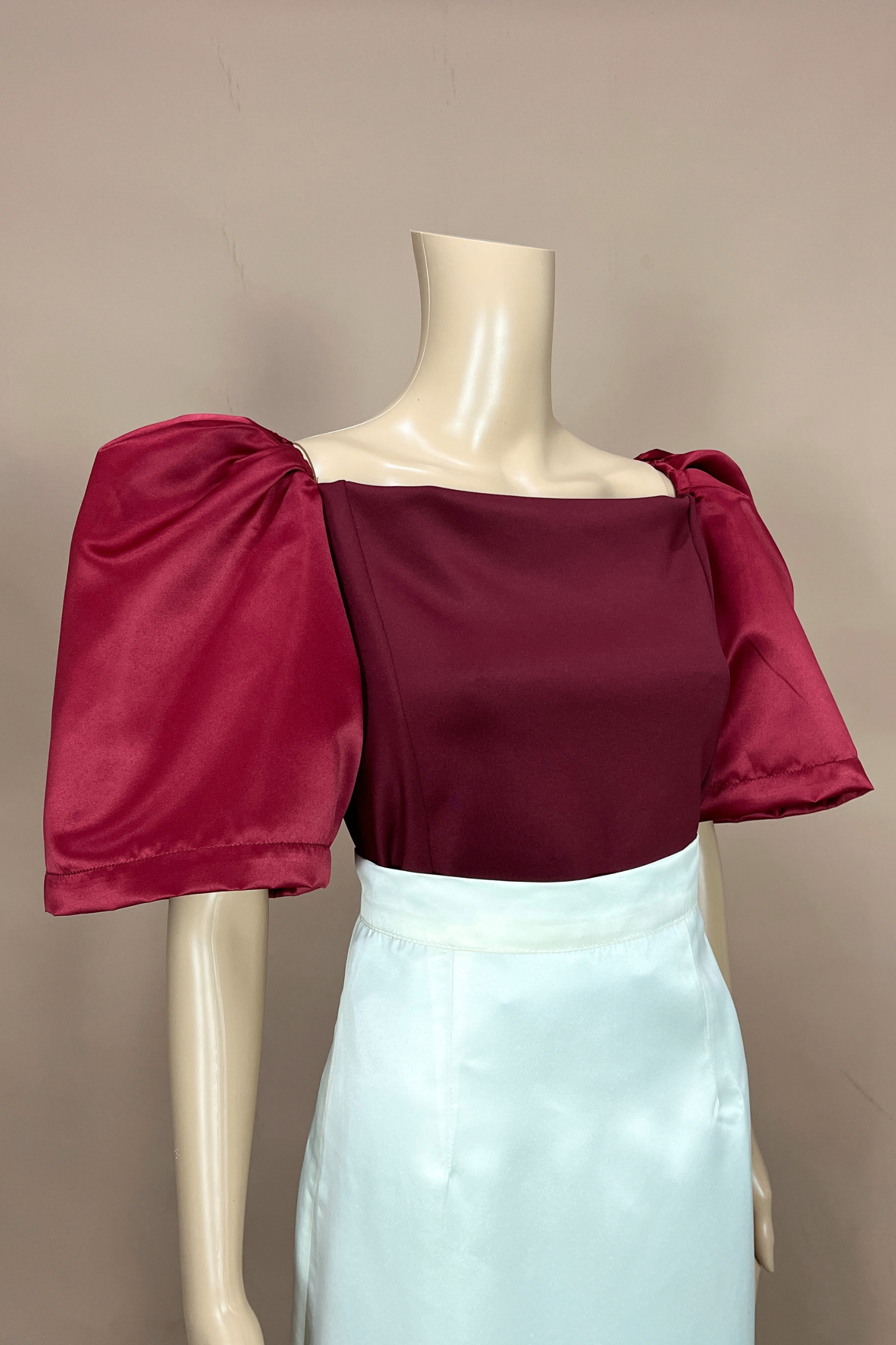 Elegant Filipiniana Top in Red